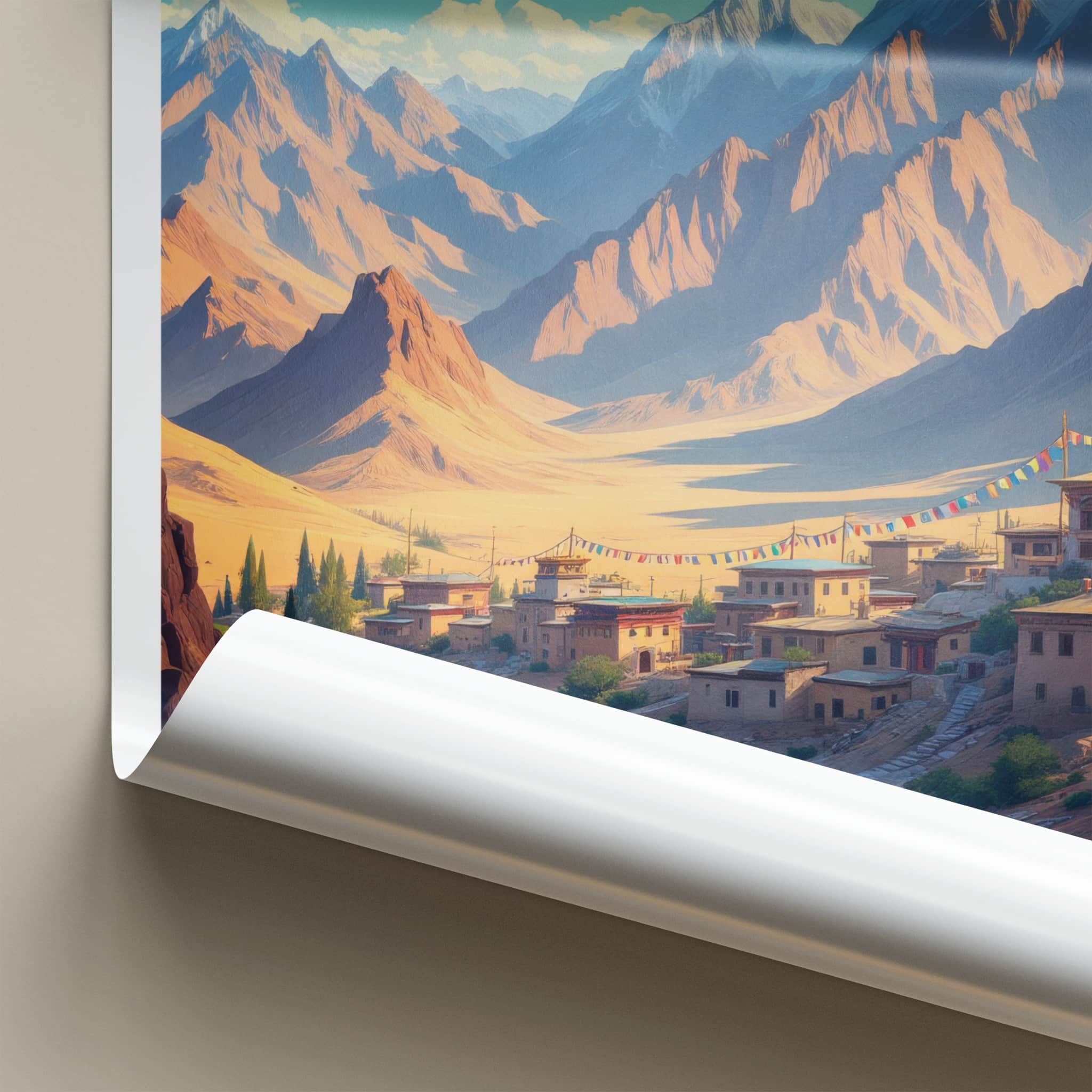 Ladakh Poster - India Travel Art - Ladakh River Village Home Decor