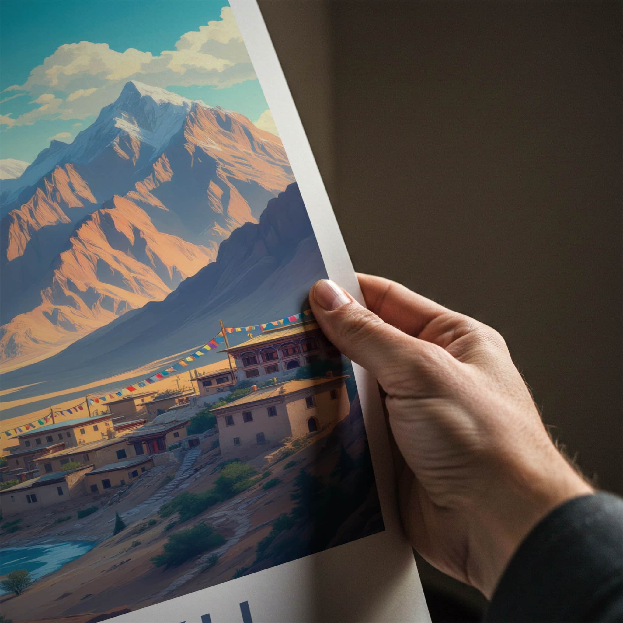 Ladakh Poster - India Travel Art - Ladakh River Village Home Decor