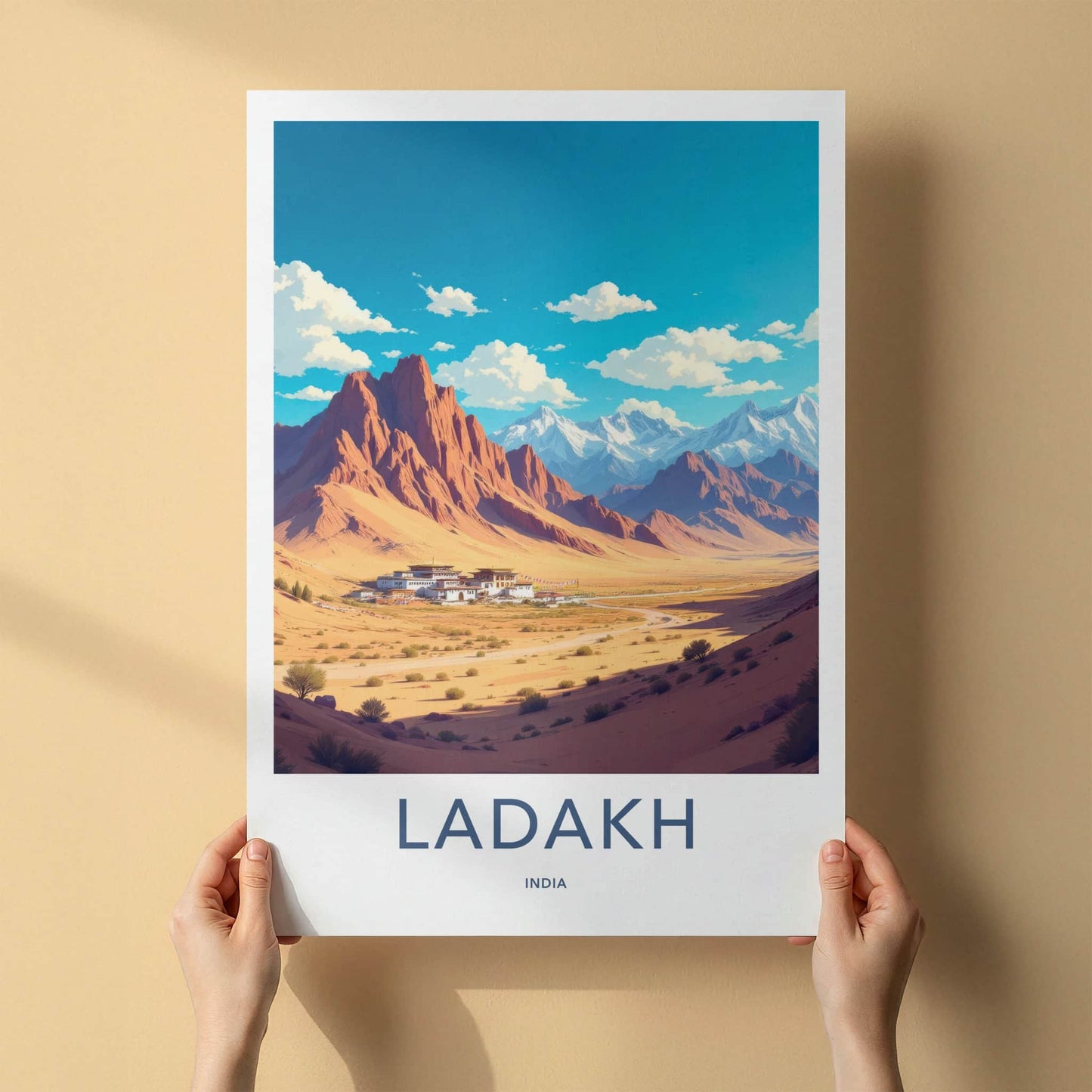 Ladakh Poster - India Wall Art - Ladakh Arid Mountain Monastery Home Decor