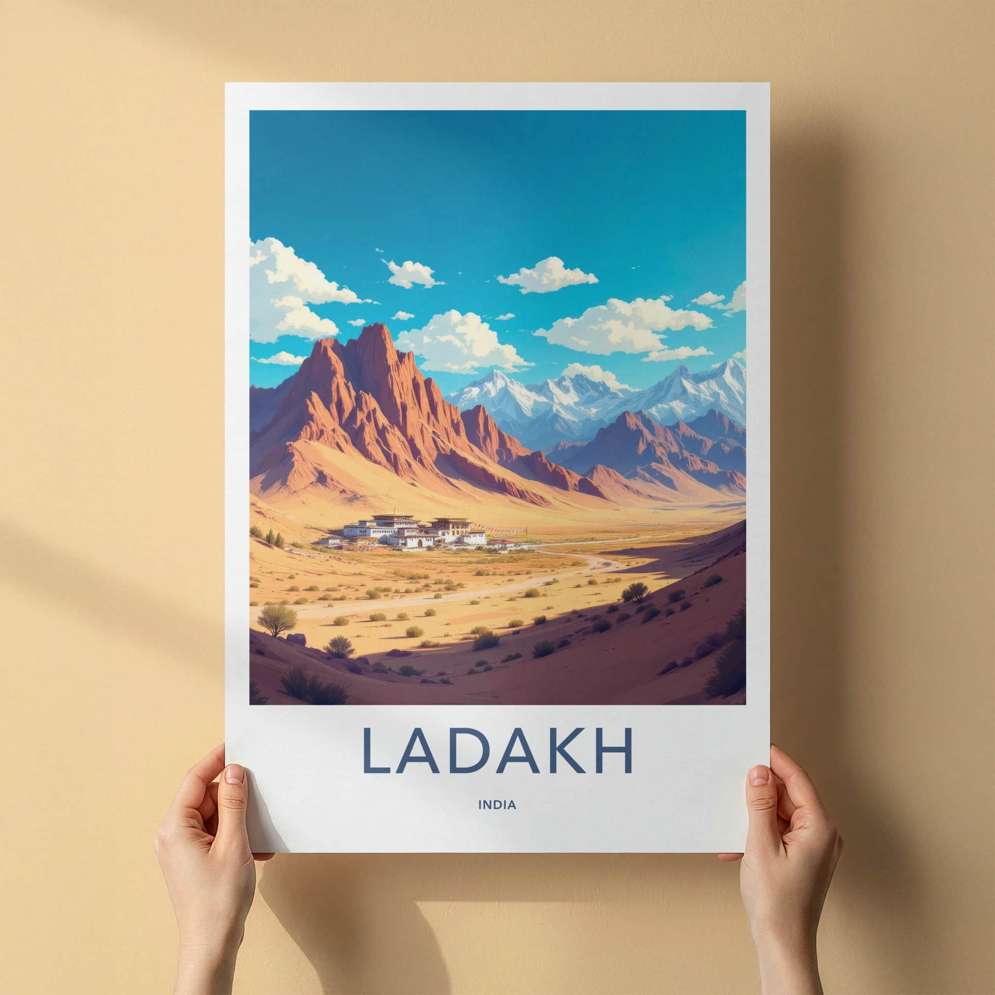 Ladakh Poster - India Wall Art - Ladakh Arid Mountain Monastery Home Decor