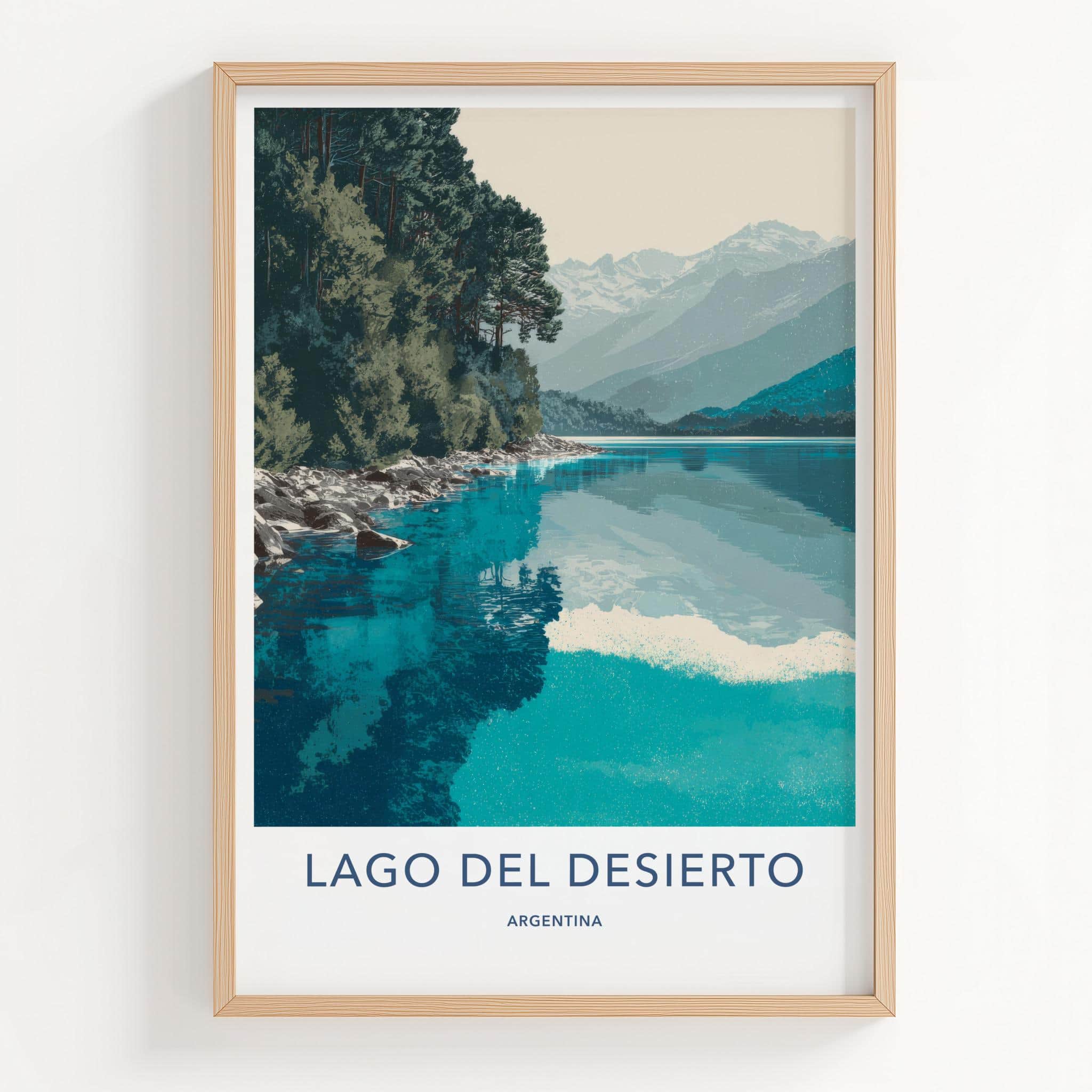 Lago del Desierto Poster - Argentina Travel Art - Clear Lake Mountains Home Decor