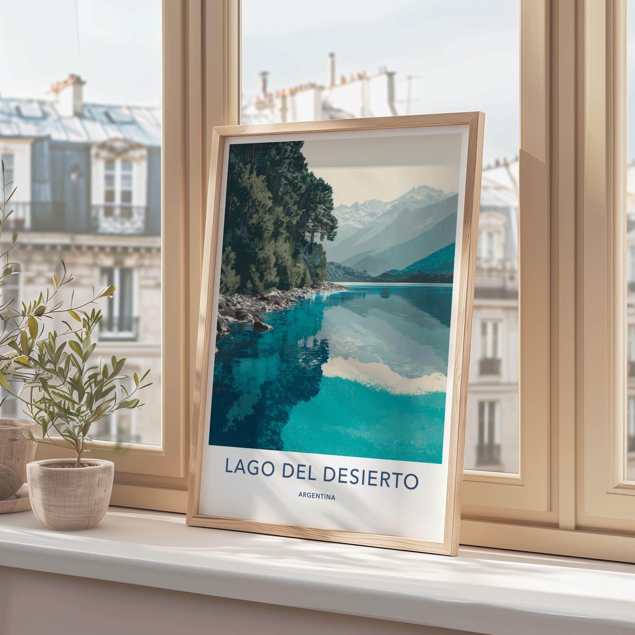 Lago del Desierto Poster - Argentina Travel Art - Clear Lake Mountains Home Decor