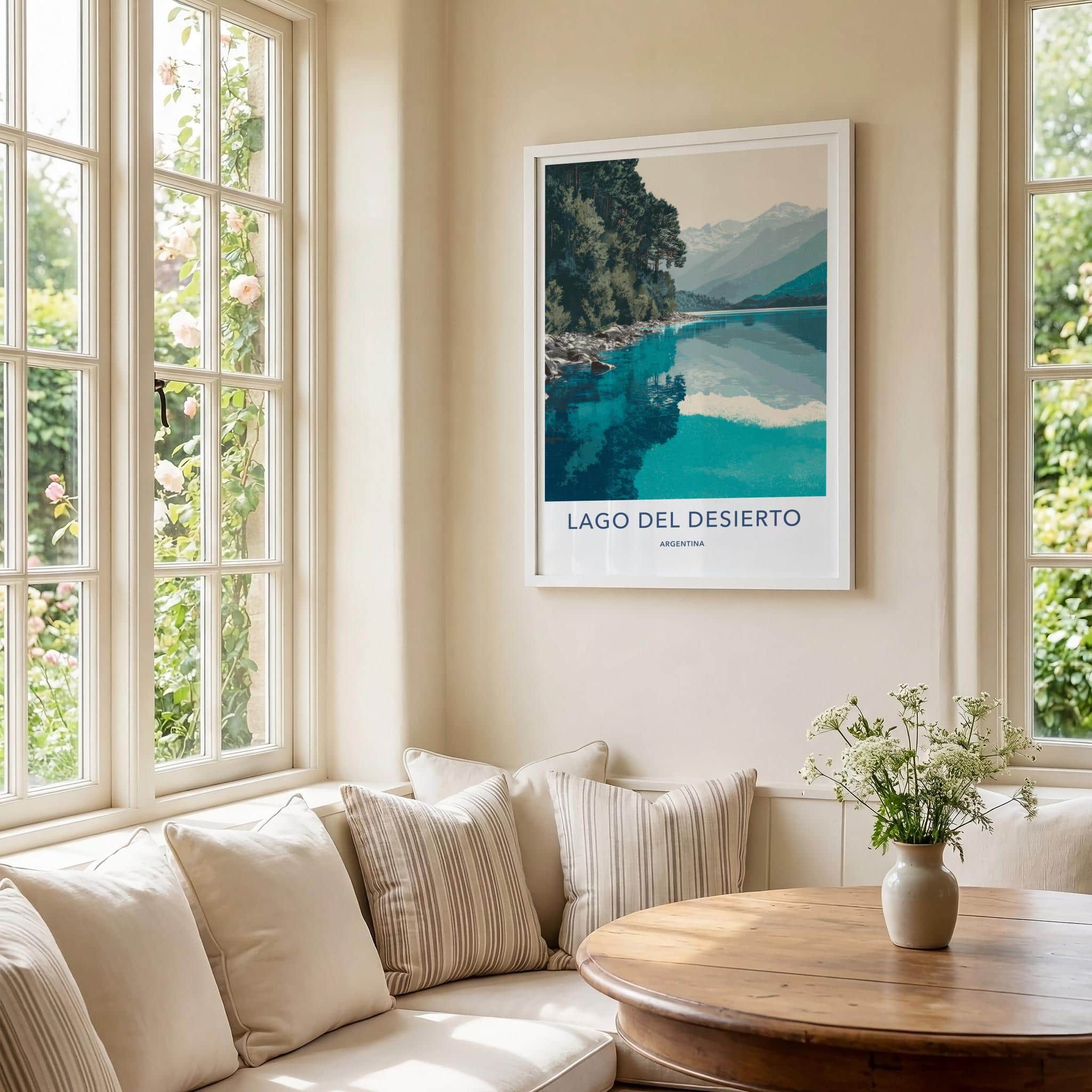 Lago del Desierto Poster - Argentina Travel Art - Clear Lake Mountains Home Decor