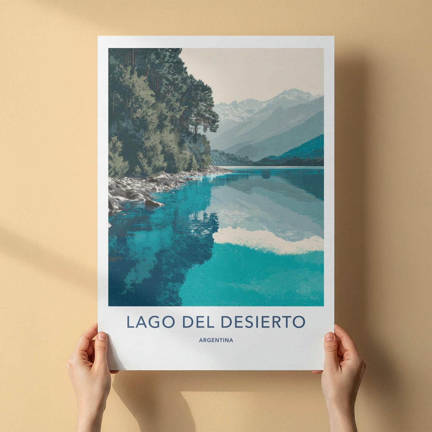Lago del Desierto Poster - Argentina Travel Art - Clear Lake Mountains Home Decor