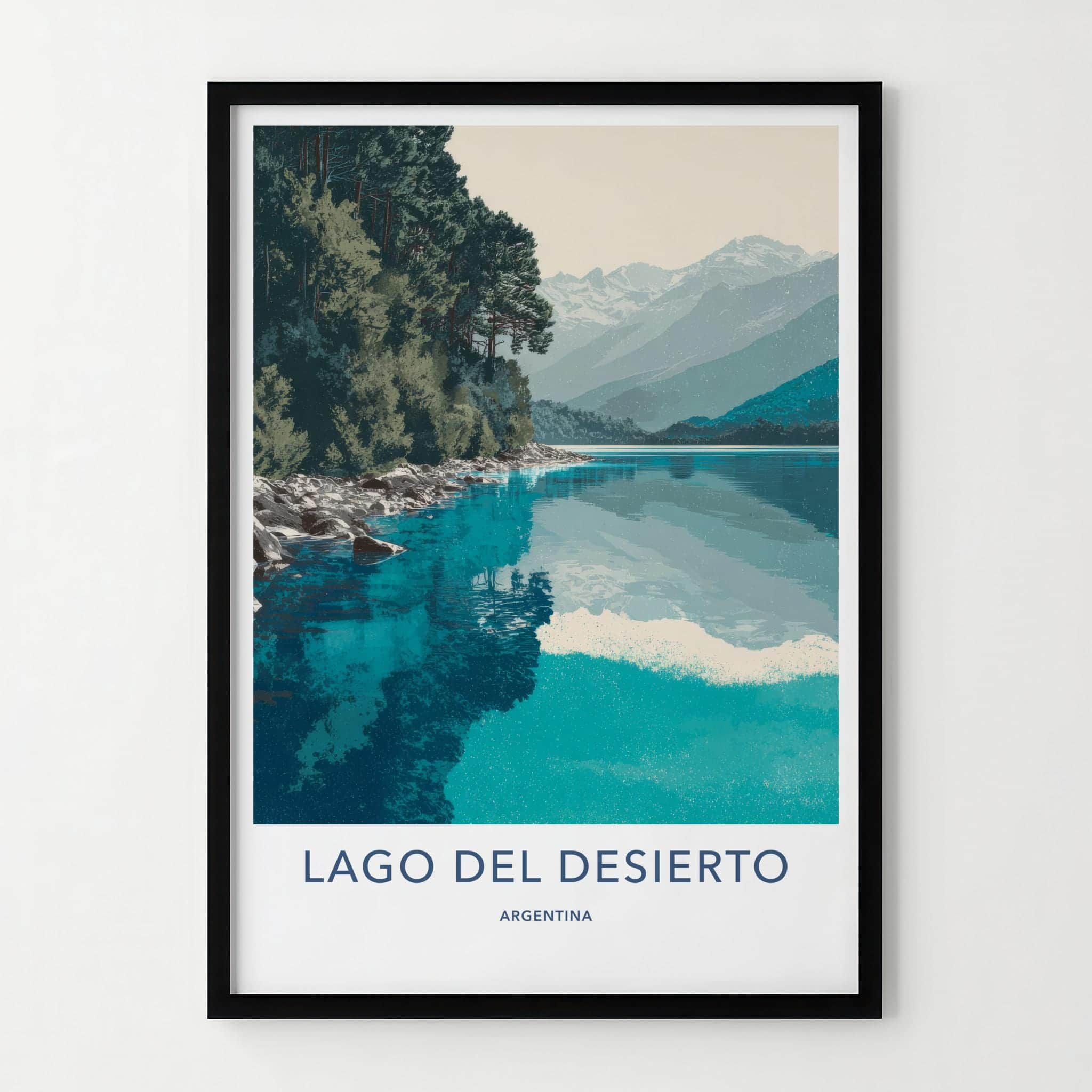 Lago del Desierto Poster - Argentina Travel Art - Clear Lake Mountains Home Decor