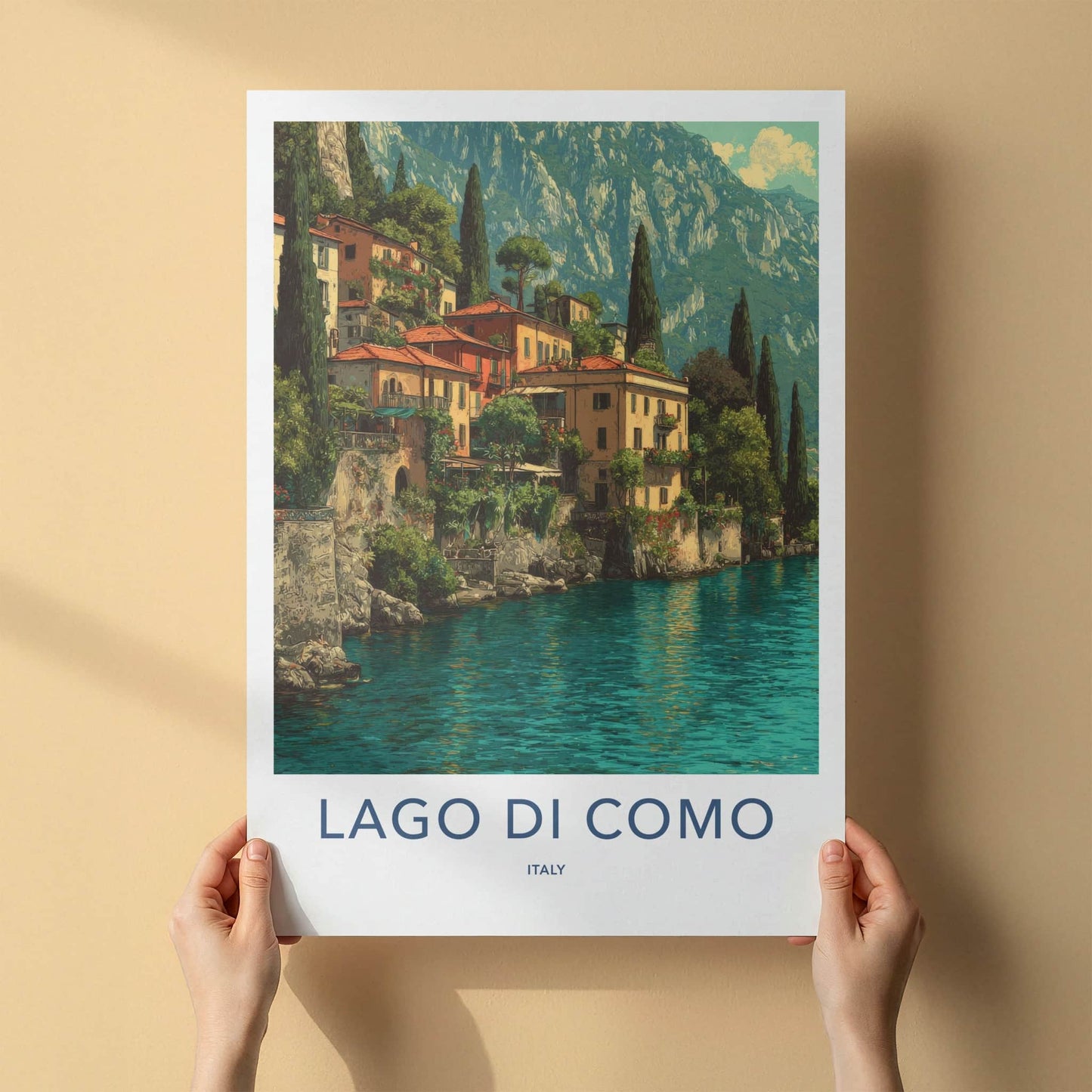 Lago Di Como Poster - Italy Art Print - Lakeside Homes Mountains Gallery Art