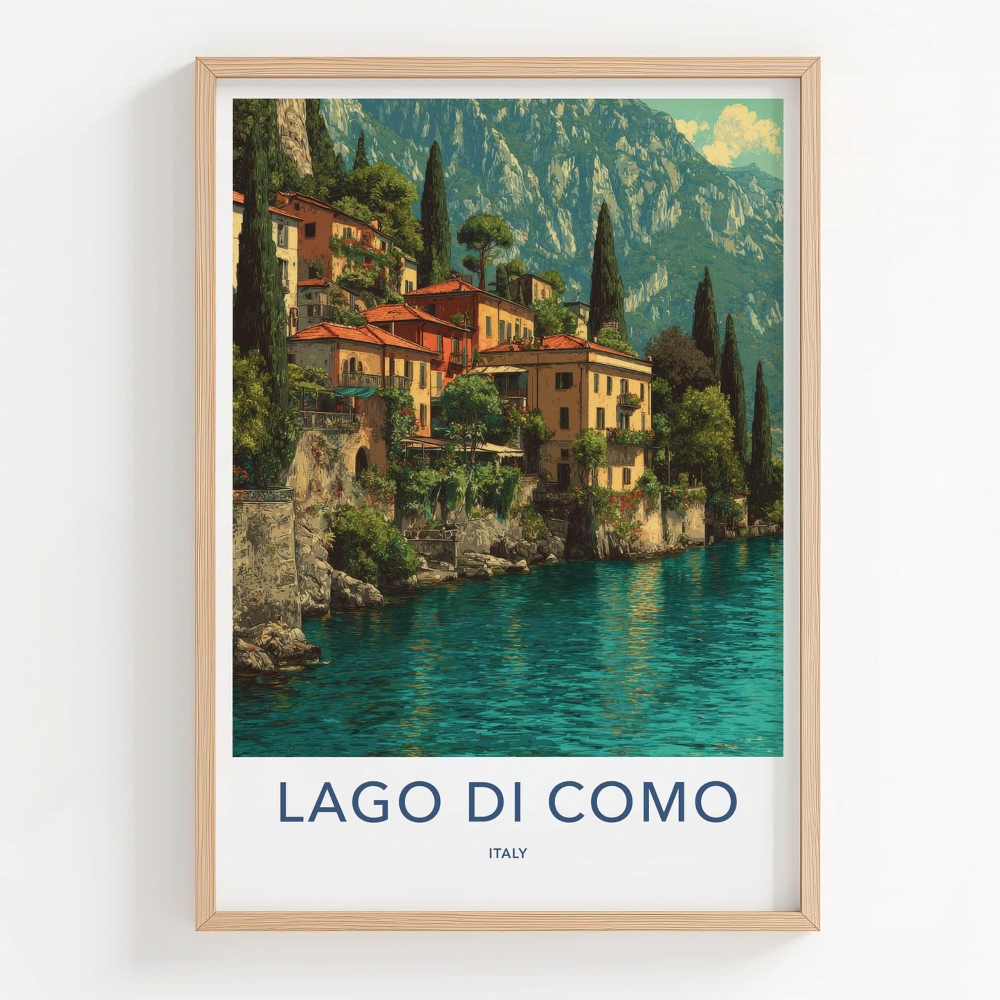 Lago Di Como Poster - Italy Art Print - Lakeside Homes Mountains Gallery Art