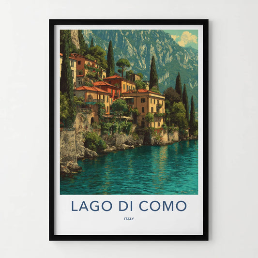 Lago Di Como Poster - Italy Art Print - Lakeside Homes Mountains Gallery Art