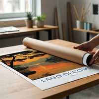 Lago Di Como Poster - Italy Travel Art - Sunset Lake Village Home Decor