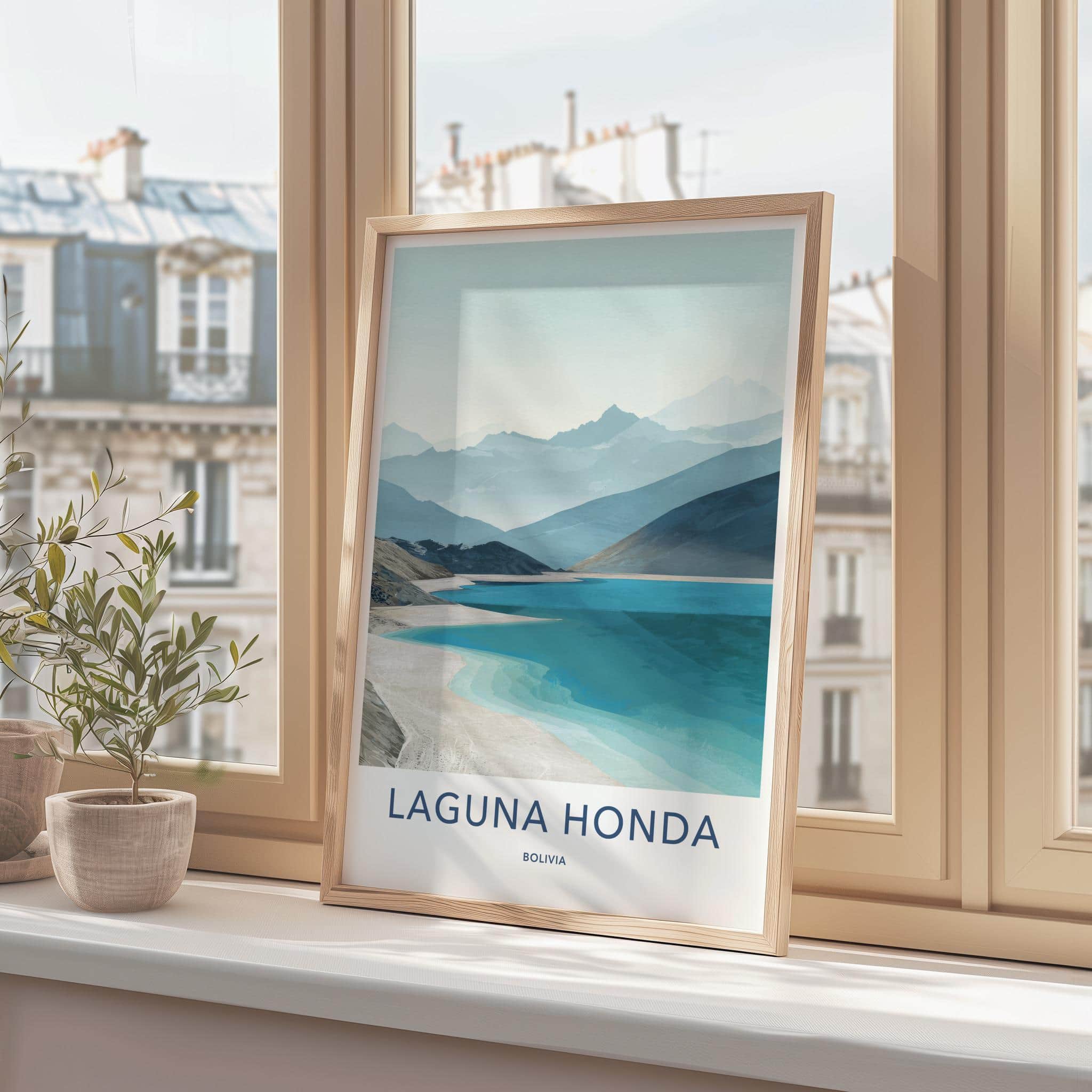 Laguna Honda Poster - Bolivia Travel Art - Turquoise Lake Shores Home Decor