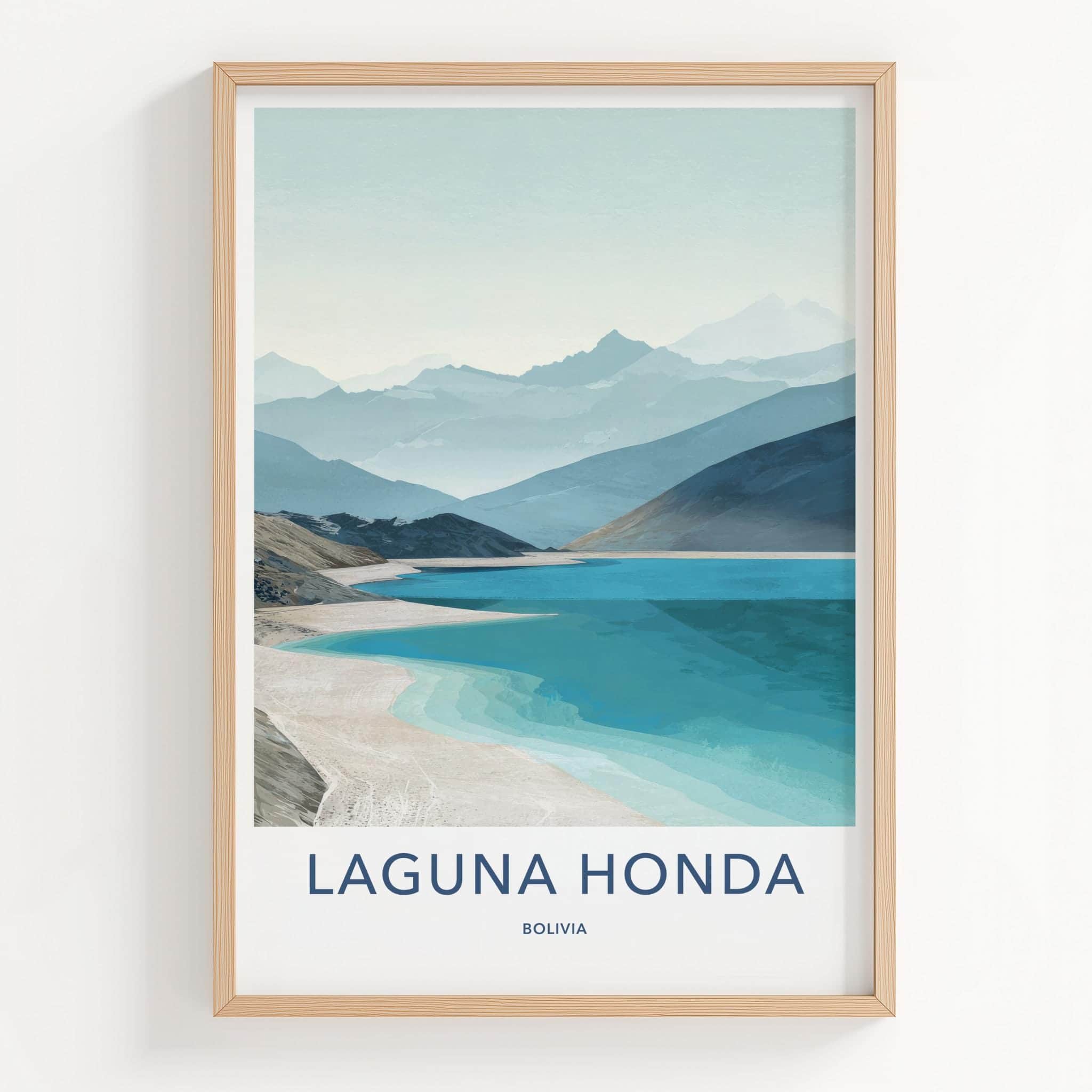 Laguna Honda Poster - Bolivia Travel Art - Turquoise Lake Shores Home Decor