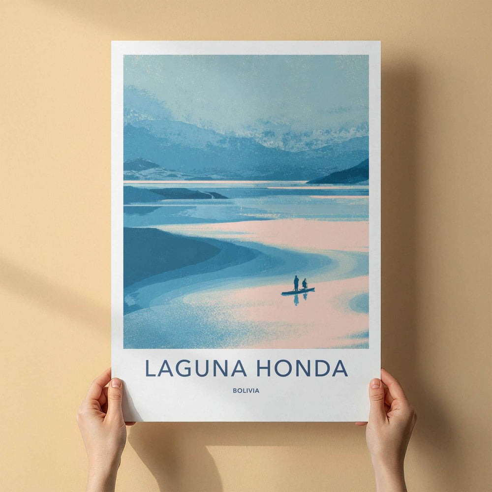 Laguna Honda Poster - Bolivia Travel Art - Two Kayakers Water Home Decor