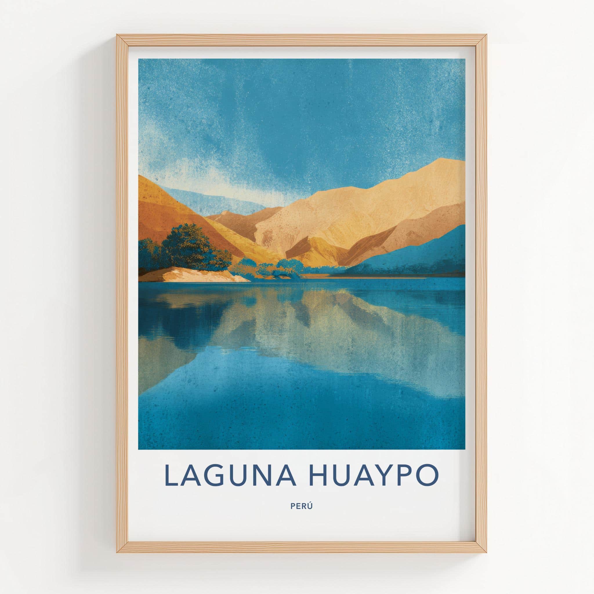 Laguna Huaypo Poster - Peru Travel Art - Mountain Lake Reflection Home Decor