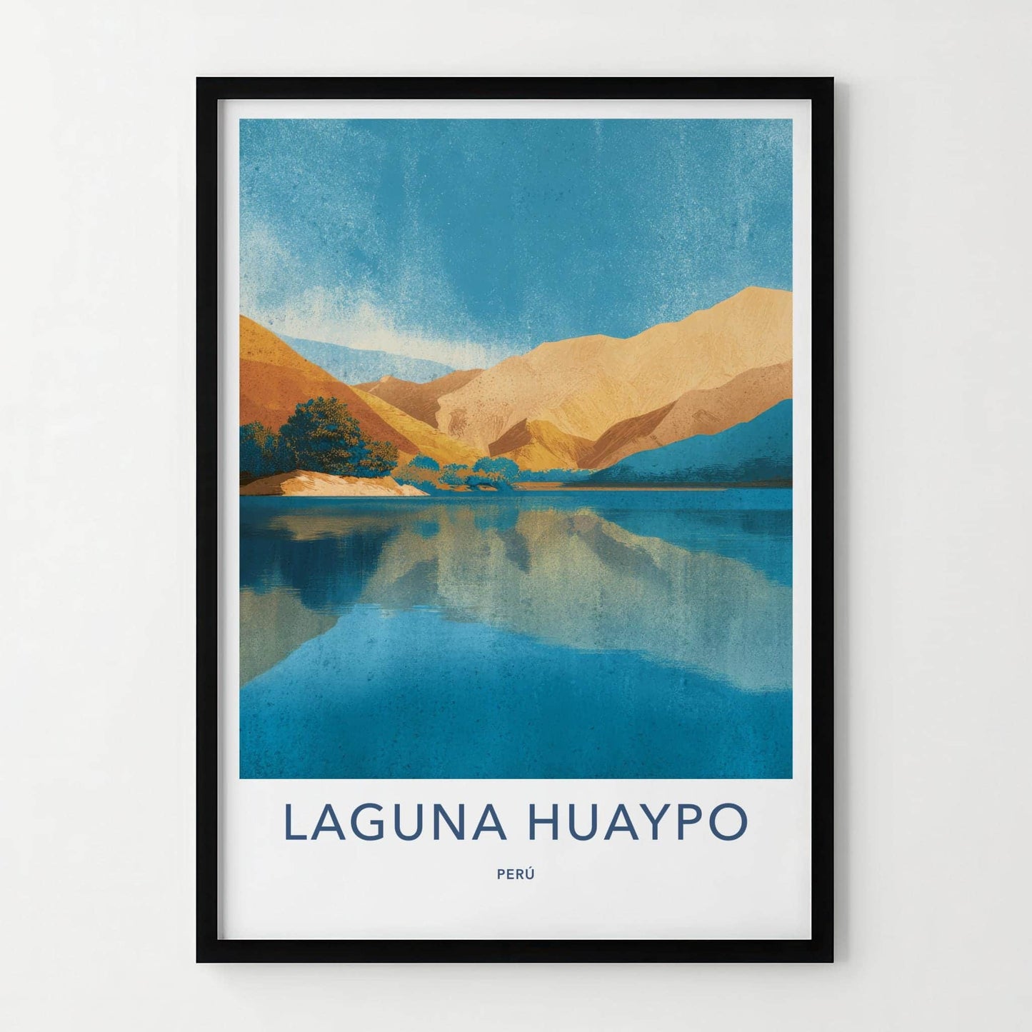 Laguna Huaypo Poster - Peru Travel Art - Mountain Lake Reflection Home Decor