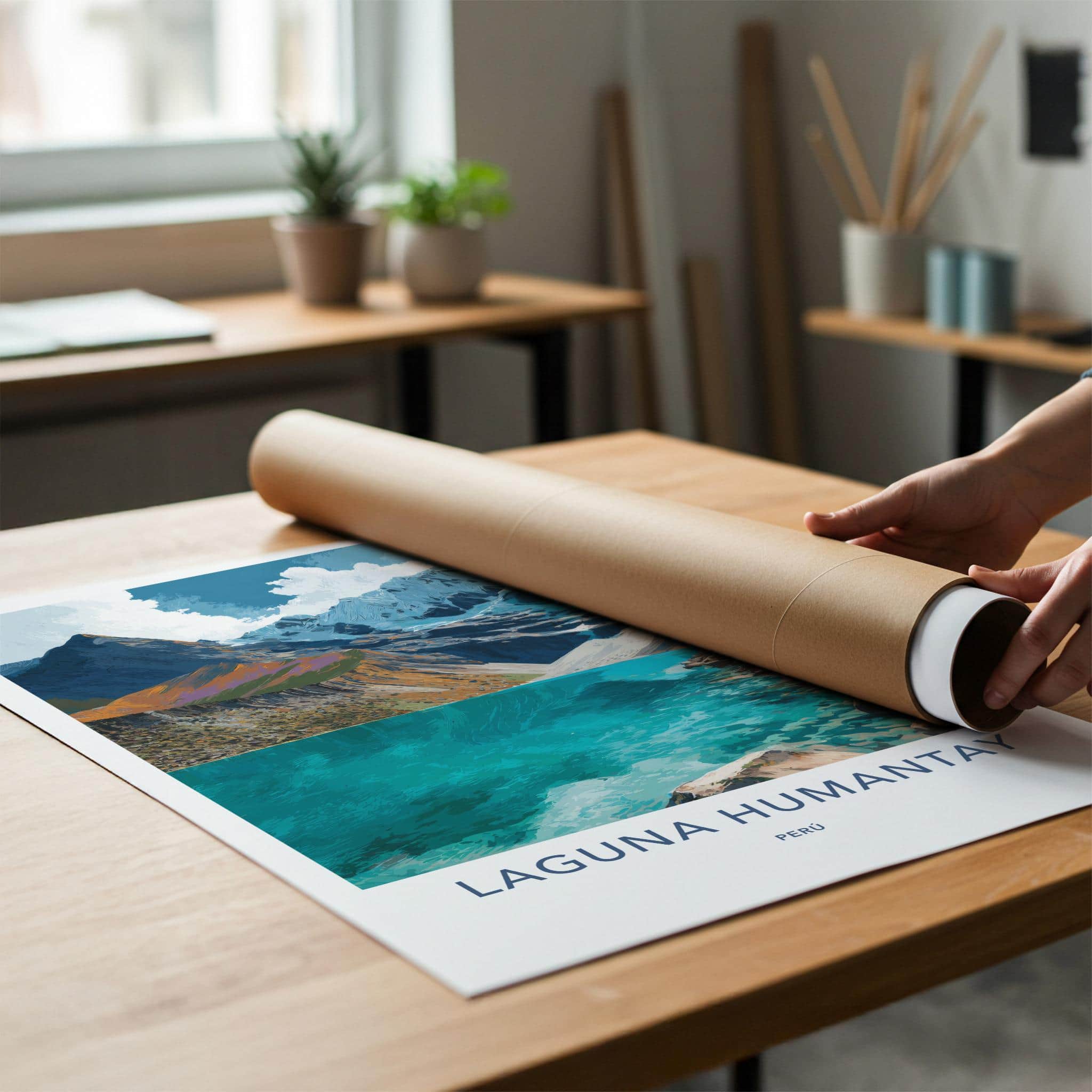 Laguna Humantay Poster - Peru Travel Art - Turquoise Lake Peaks Home Decor