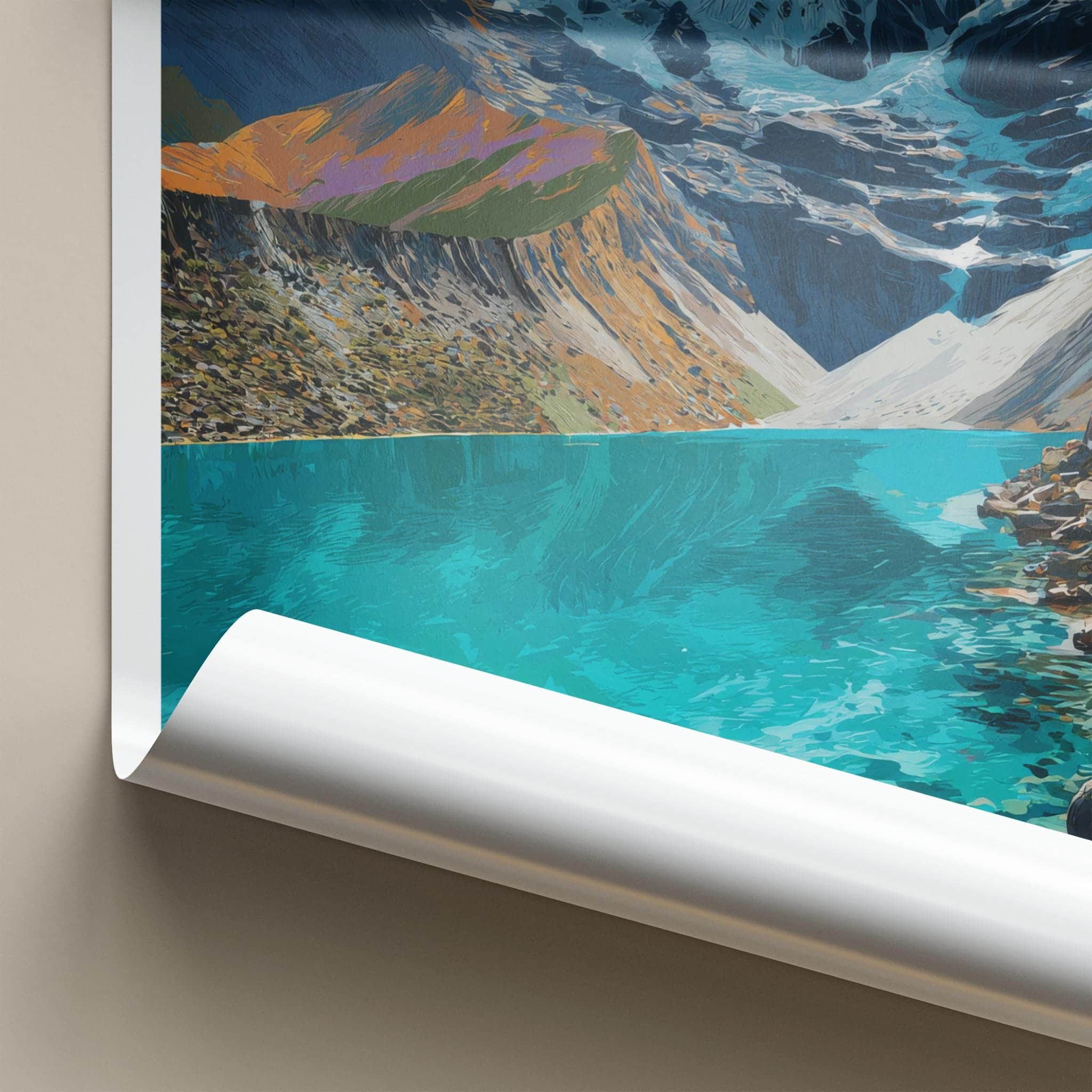 Laguna Humantay Poster - Peru Travel Art - Turquoise Lake Peaks Home Decor
