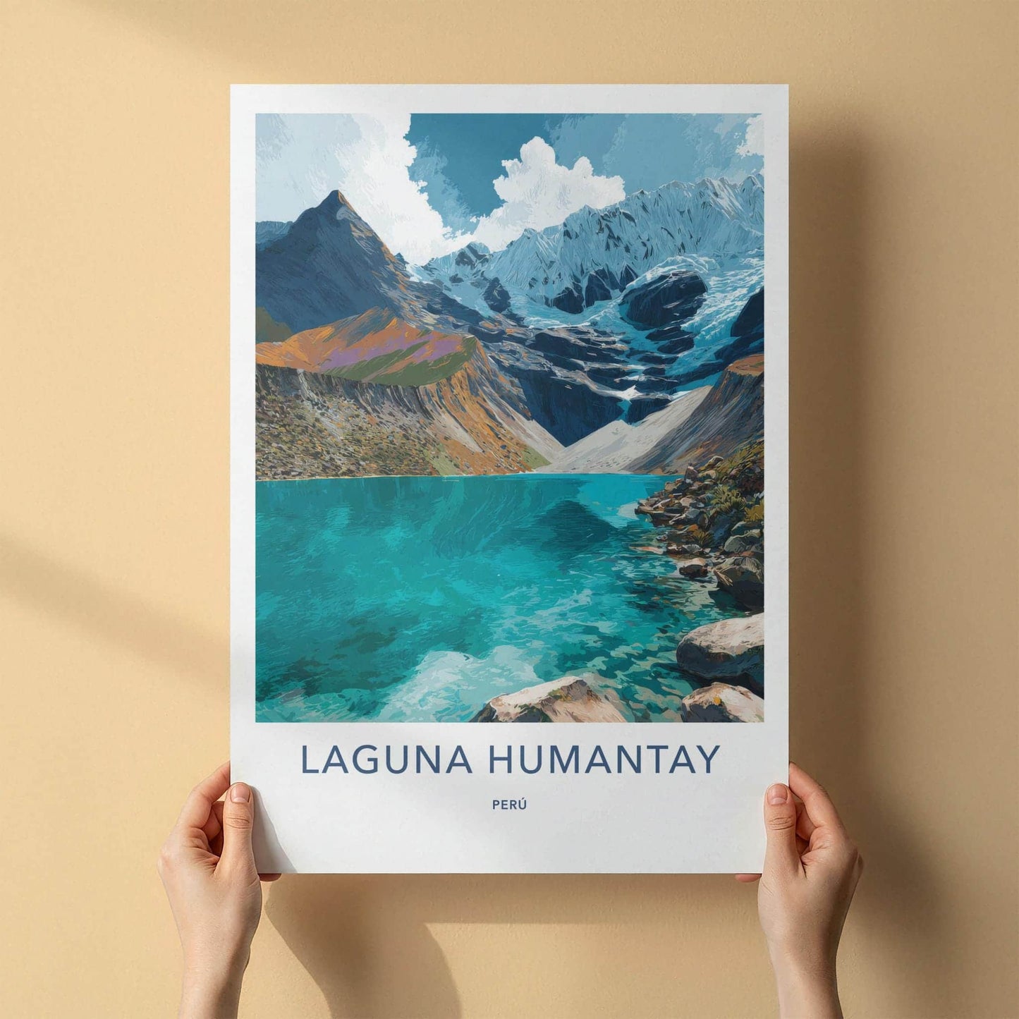 Laguna Humantay Poster - Peru Travel Art - Turquoise Lake Peaks Home Decor