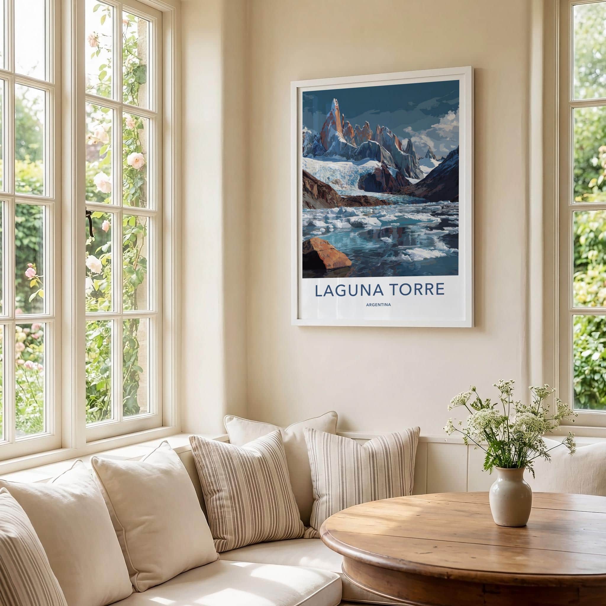 Laguna Torre Poster - Argentina Travel Art - Glacier Lake Icebergs Home Decor