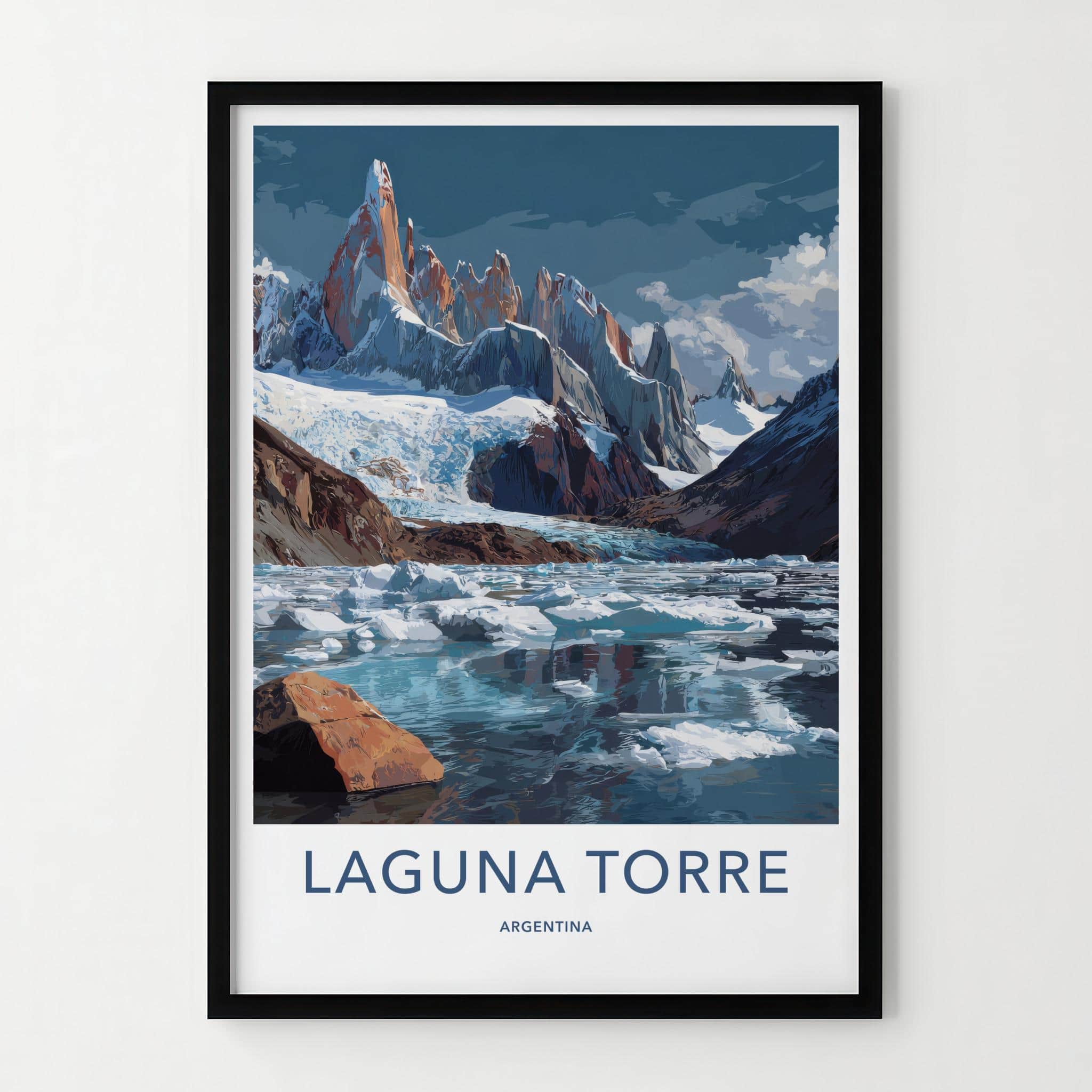 Laguna Torre Poster - Argentina Travel Art - Glacier Lake Icebergs Home Decor