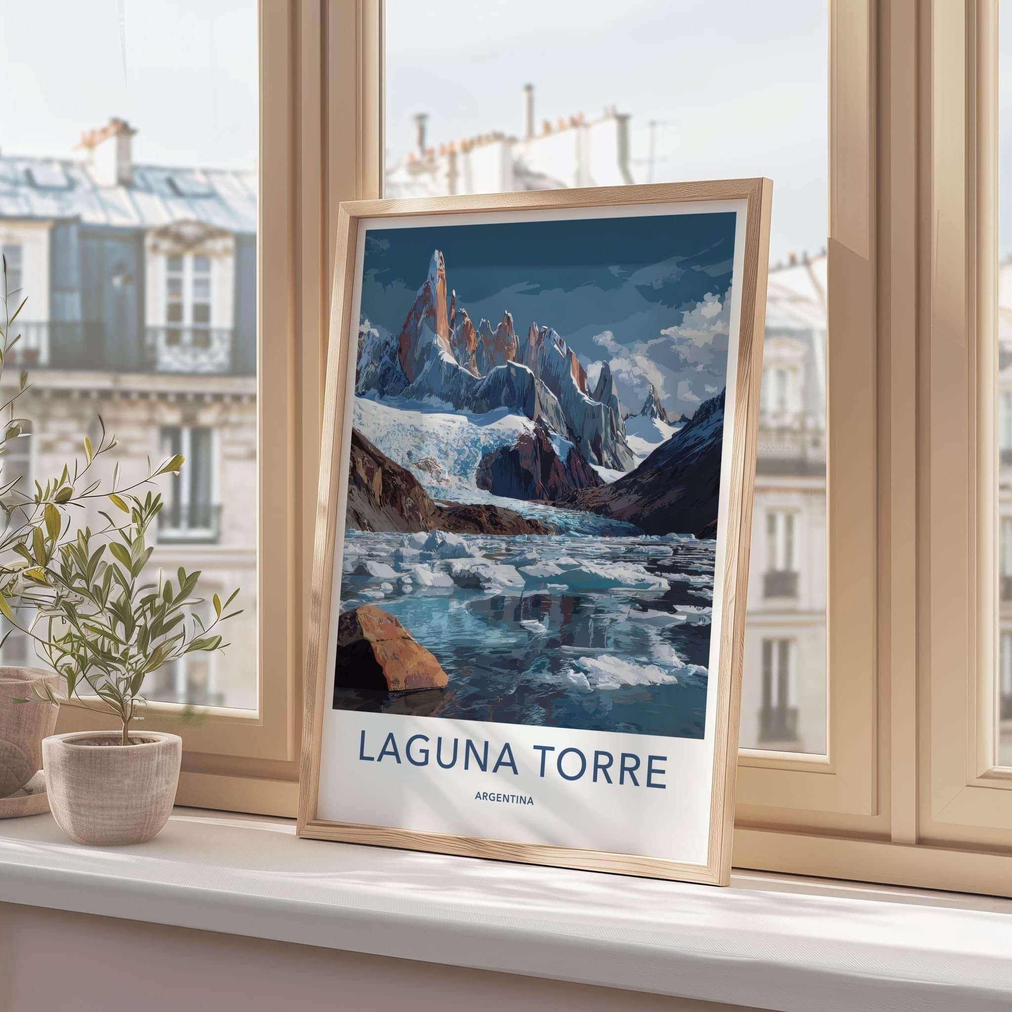 Laguna Torre Poster - Argentina Travel Art - Glacier Lake Icebergs Home Decor