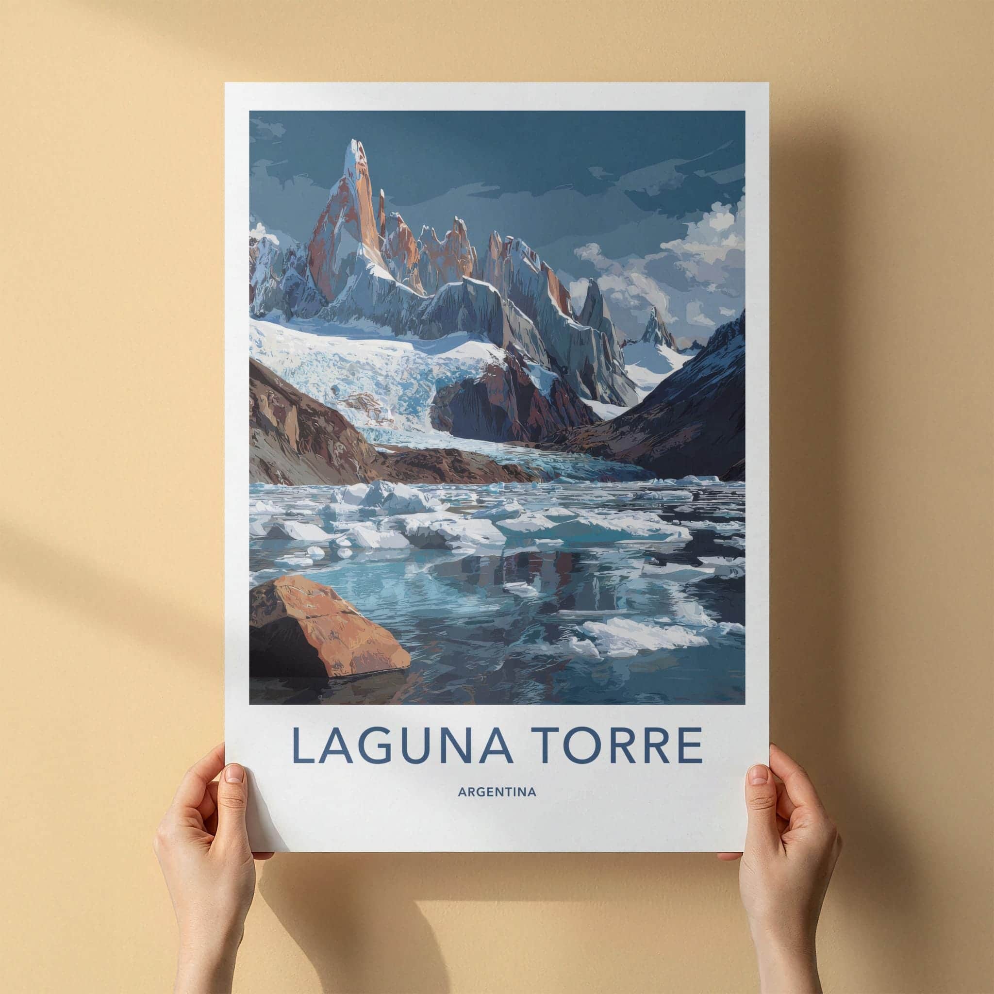 Laguna Torre Poster - Argentina Travel Art - Glacier Lake Icebergs Home Decor