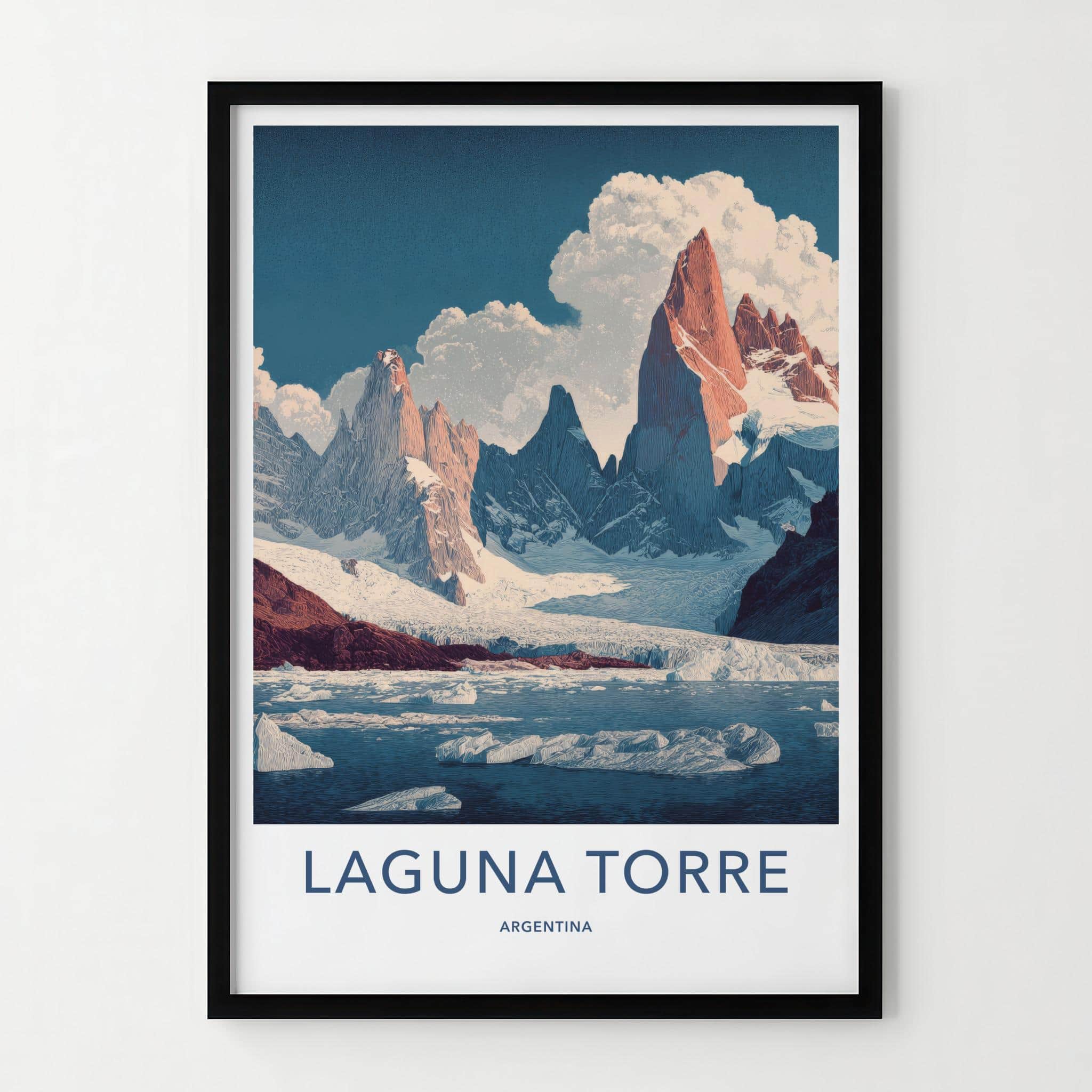 Laguna Torre Poster - Argentina Travel Print - Snowy Glacial Lake Wall Decor