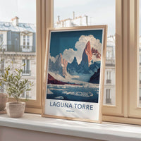Laguna Torre Poster - Argentina Travel Print - Snowy Glacial Lake Wall Decor