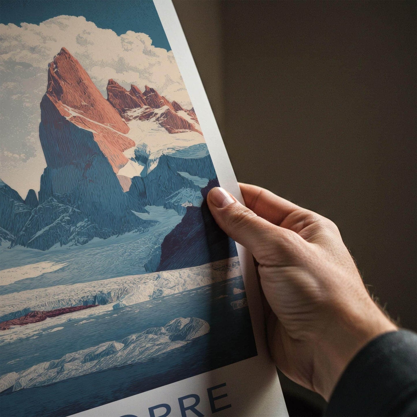 Laguna Torre Poster - Argentina Travel Print - Snowy Glacial Lake Wall Decor