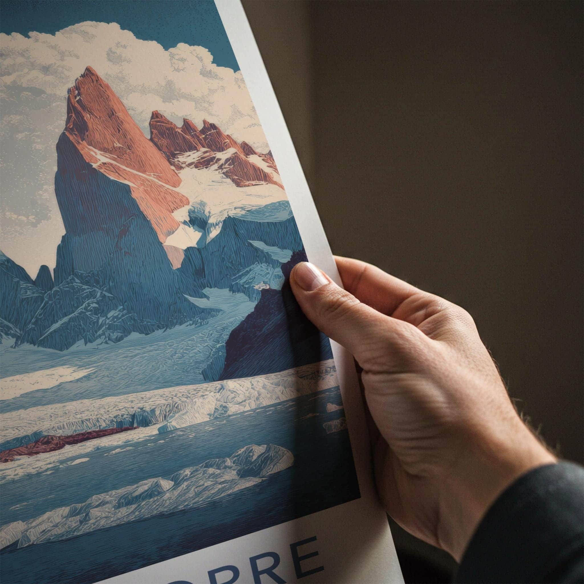 Laguna Torre Poster - Argentina Travel Print - Snowy Glacial Lake Wall Decor