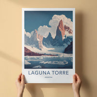 Laguna Torre Poster - Argentina Travel Print - Snowy Glacial Lake Wall Decor