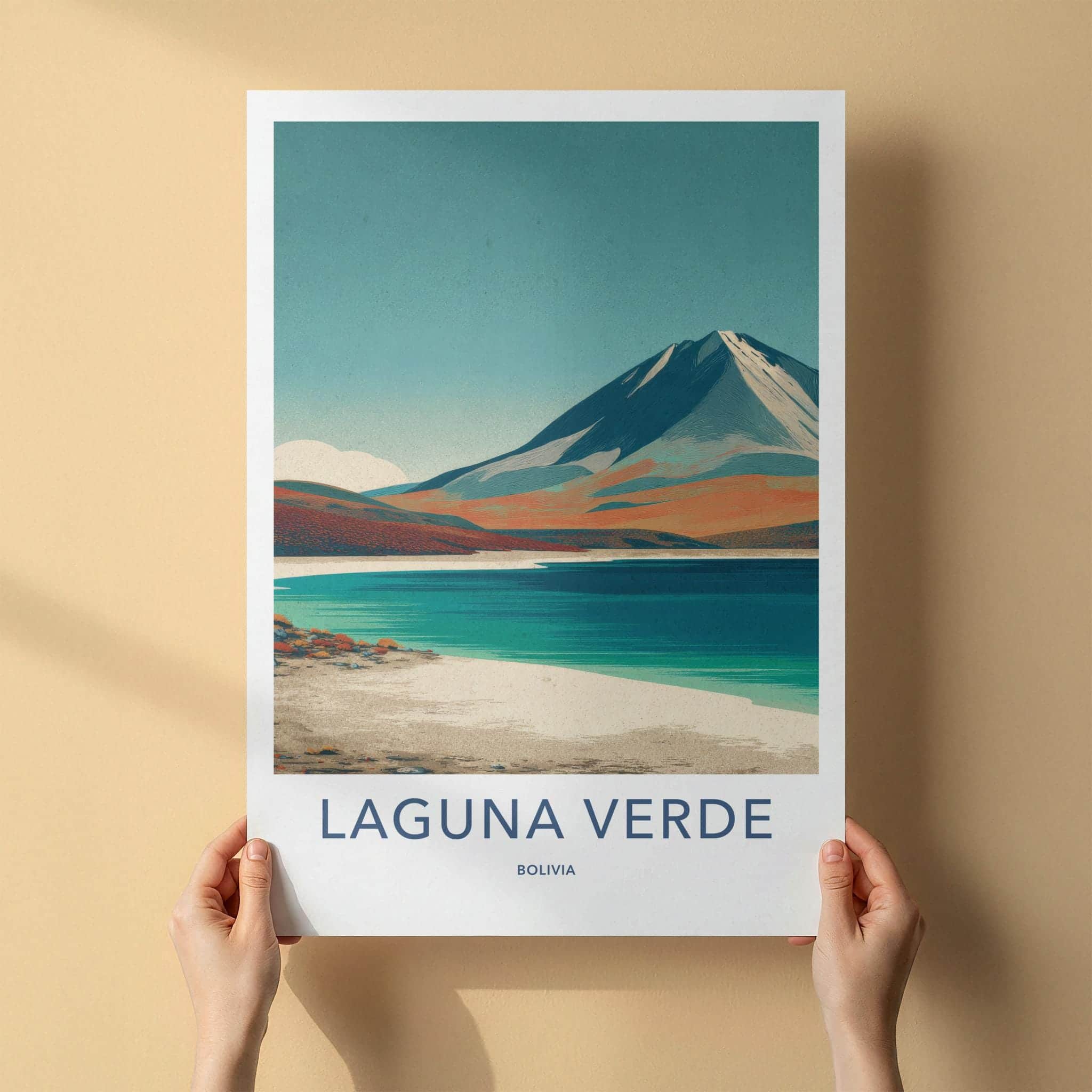 Laguna Verde Poster - Bolivia Travel Art - Turquoise Lake Mountain Gallery Art
