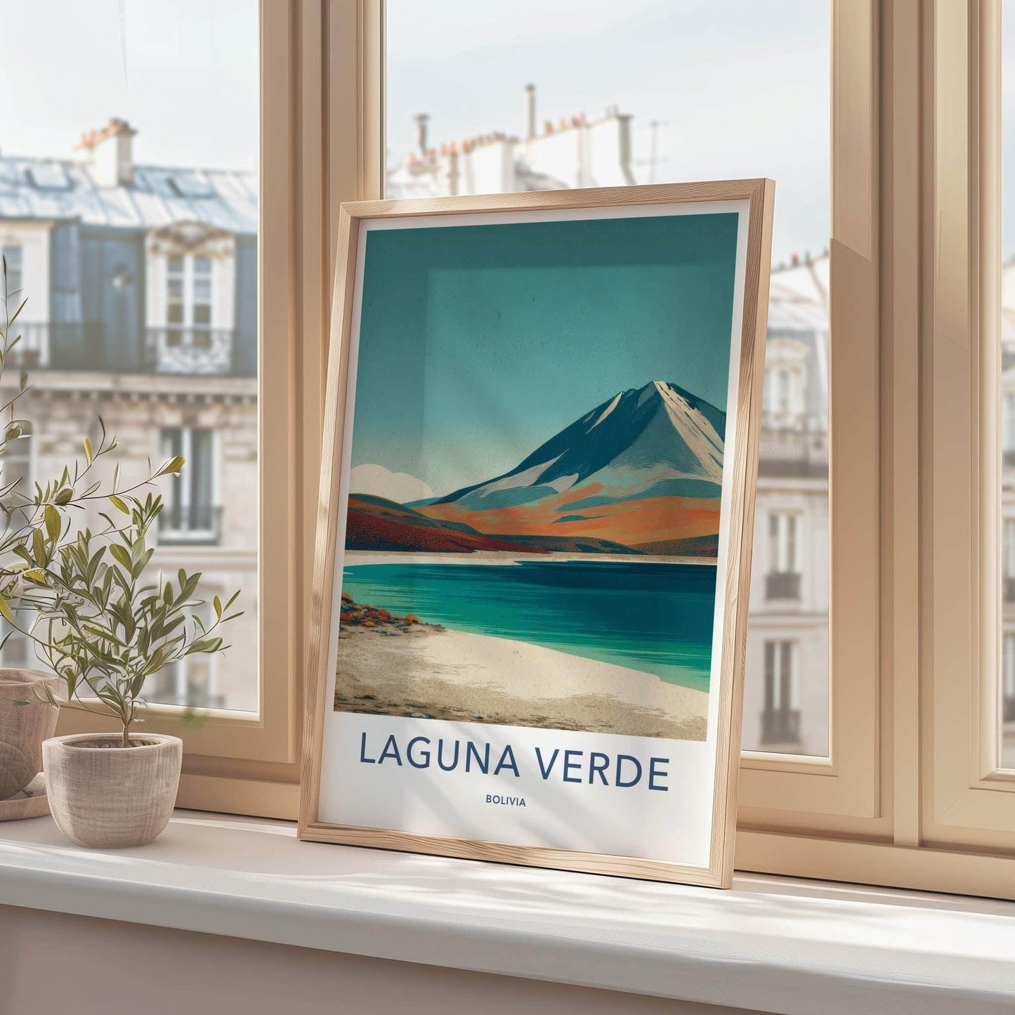 Laguna Verde Poster - Bolivia Travel Art - Turquoise Lake Mountain Gallery Art