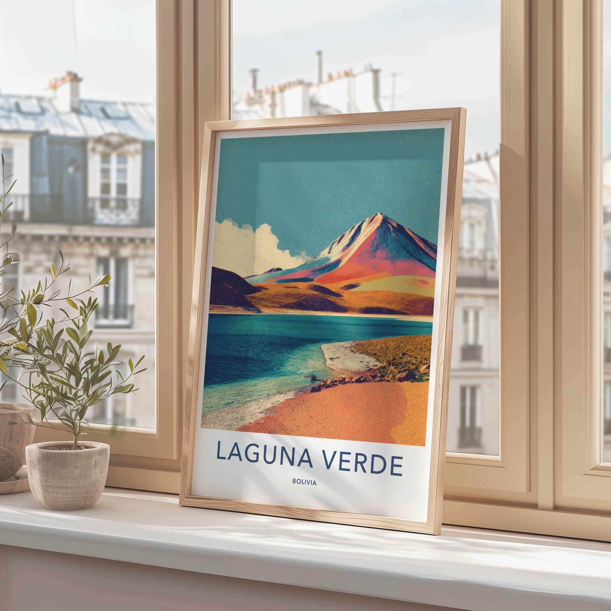 Laguna Verde Poster - Bolivia Travel Art - Vibrant Lake Mountain Home Decor