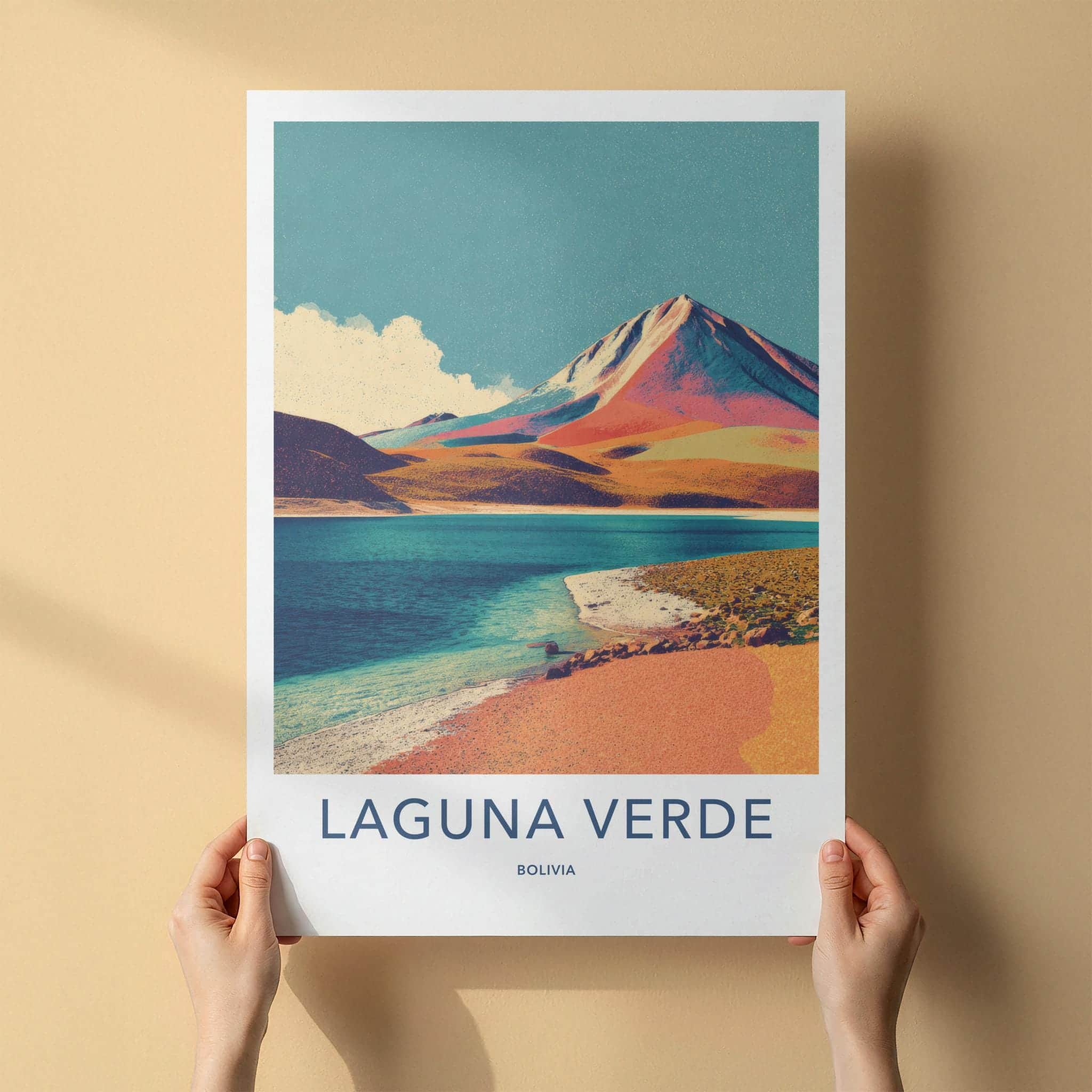 Laguna Verde Poster - Bolivia Travel Art - Vibrant Lake Mountain Home Decor