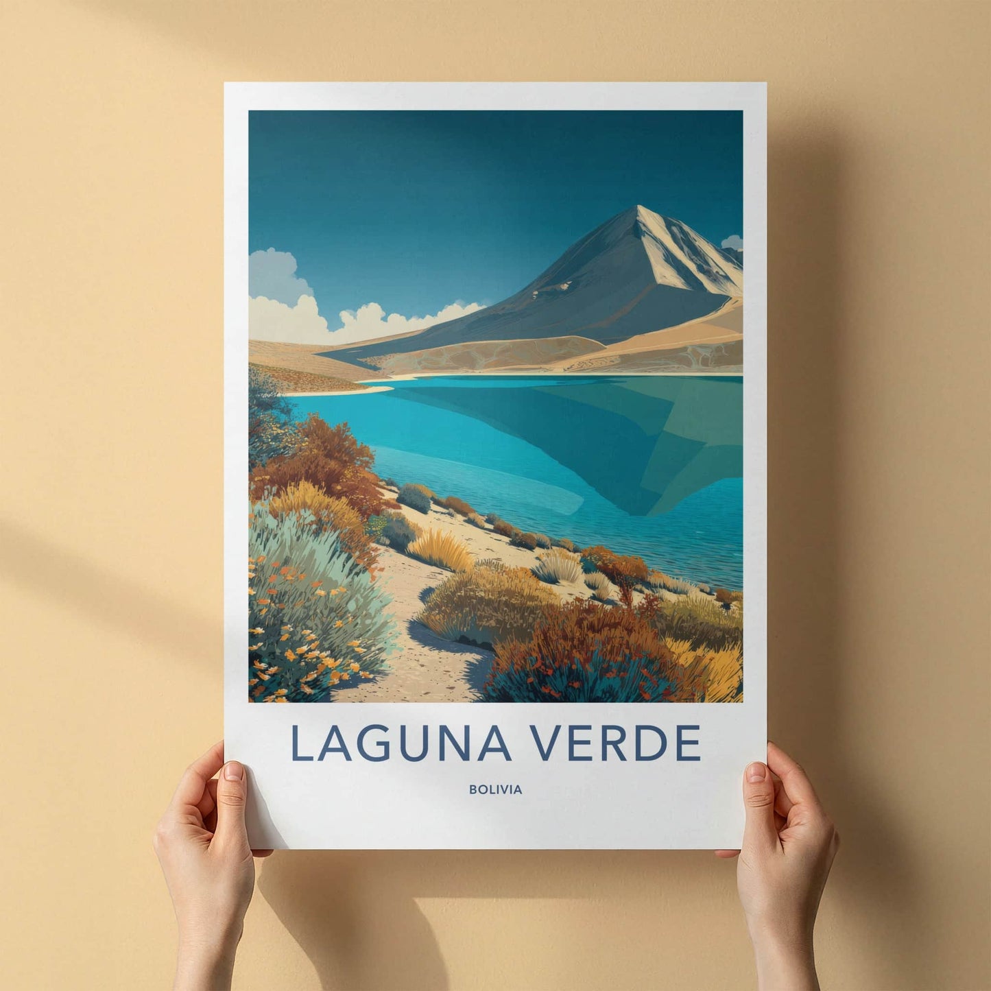 Laguna Verde Poster - Bolivia Vibrant Lake Shore Gallery Art