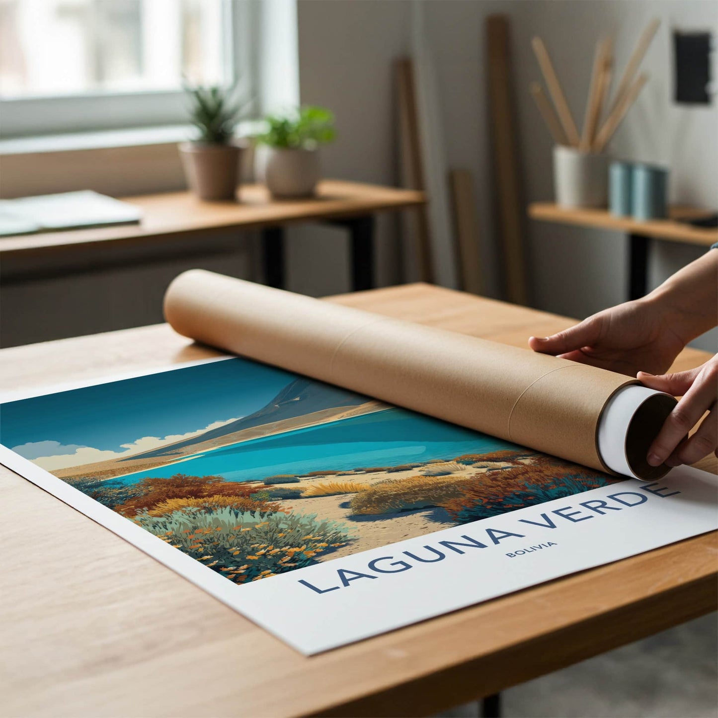 Laguna Verde Poster - Bolivia Vibrant Lake Shore Gallery Art