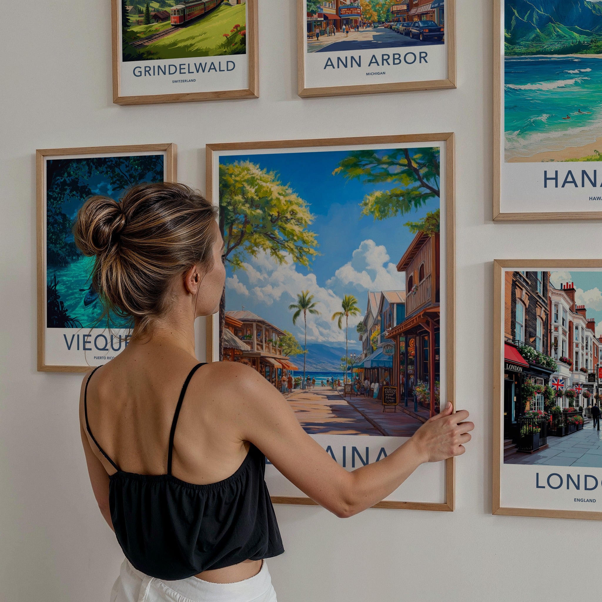 Lahaina Poster - Hawaii Travel Art - Lively Beachfront Shops Home Decor