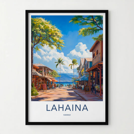 Lahaina Poster - Hawaii Travel Art - Lively Beachfront Shops Home Decor