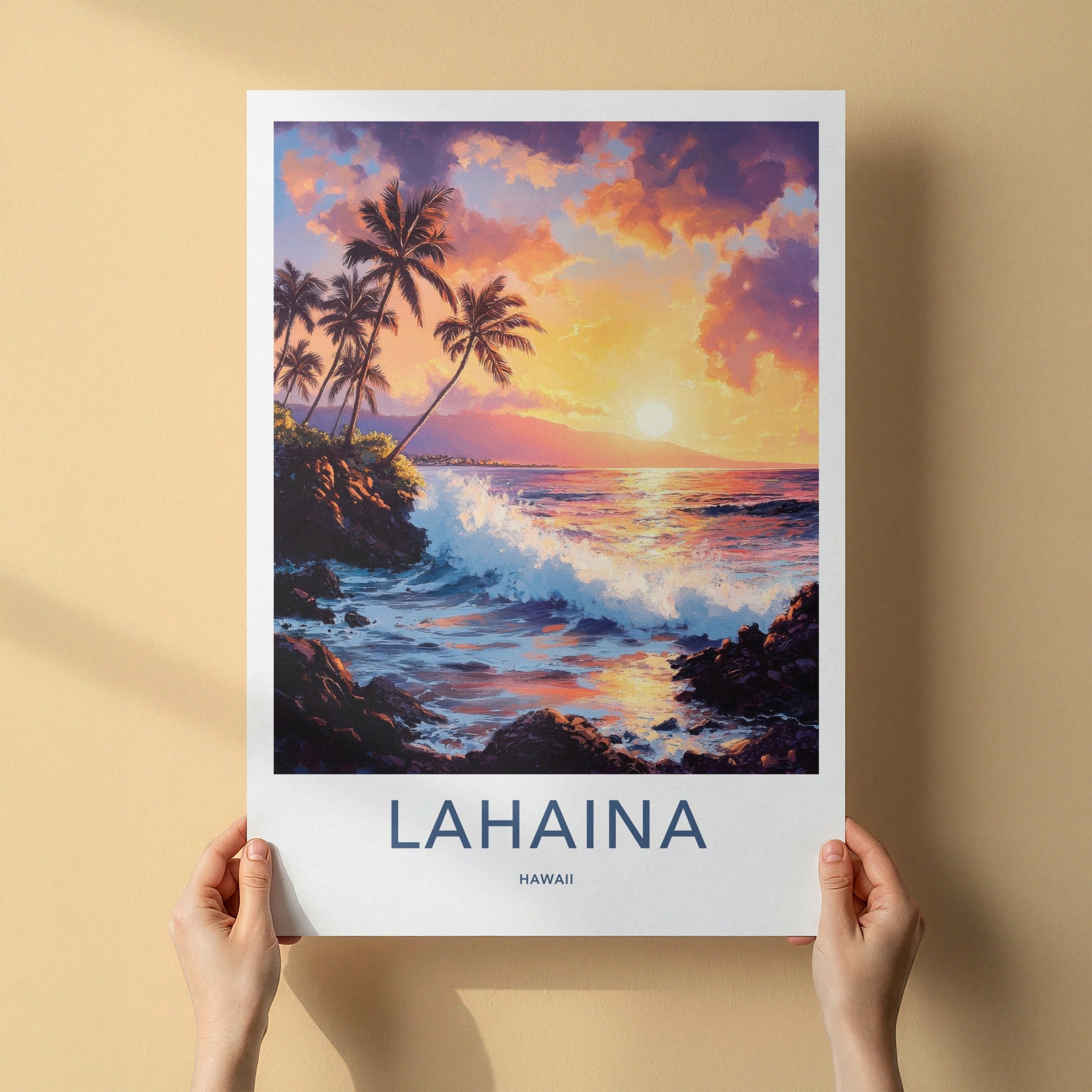 Lahaina Poster - Hawaii Travel Art - Tropical Ocean Sunset Wall Decor