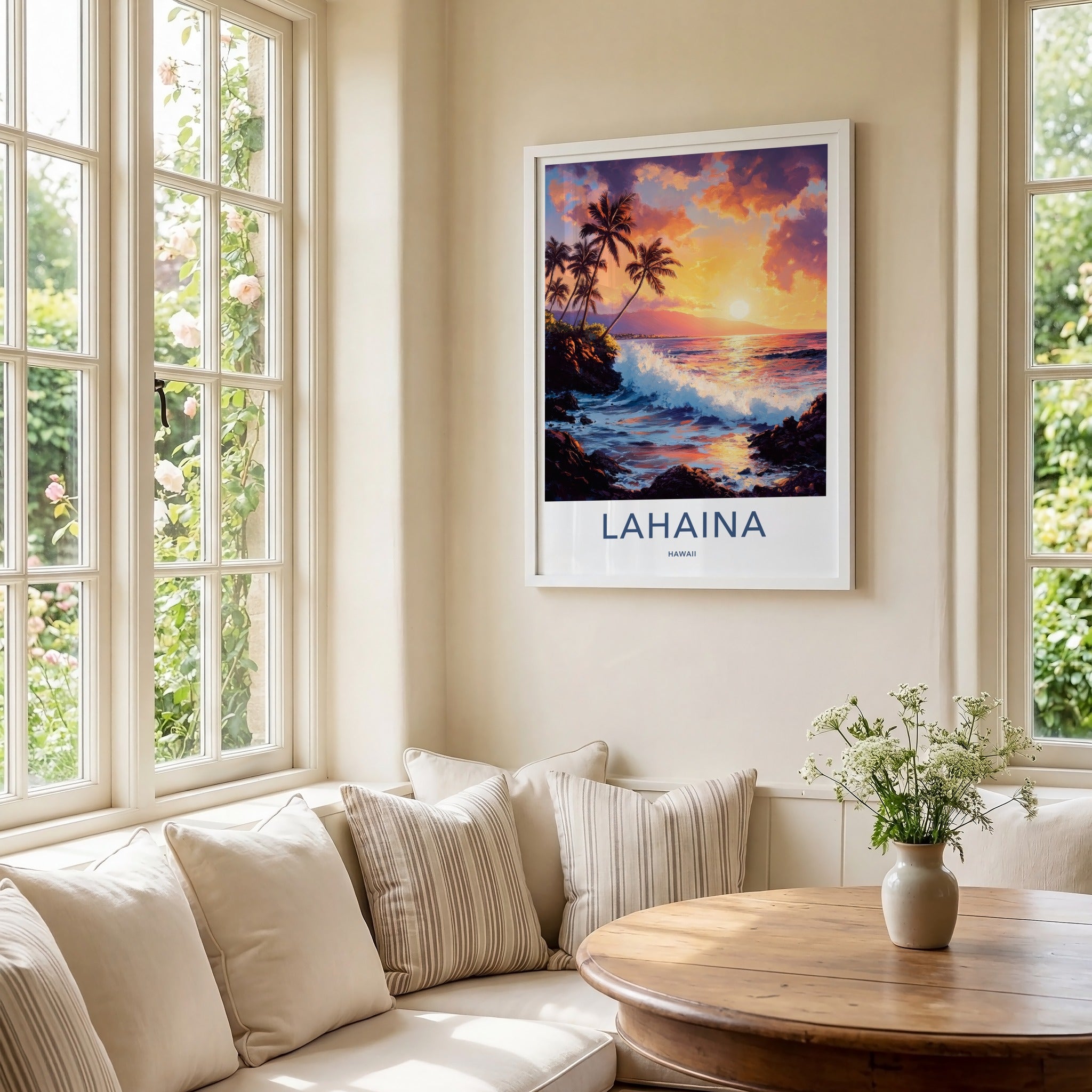 Lahaina Poster - Hawaii Travel Art - Tropical Ocean Sunset Wall Decor