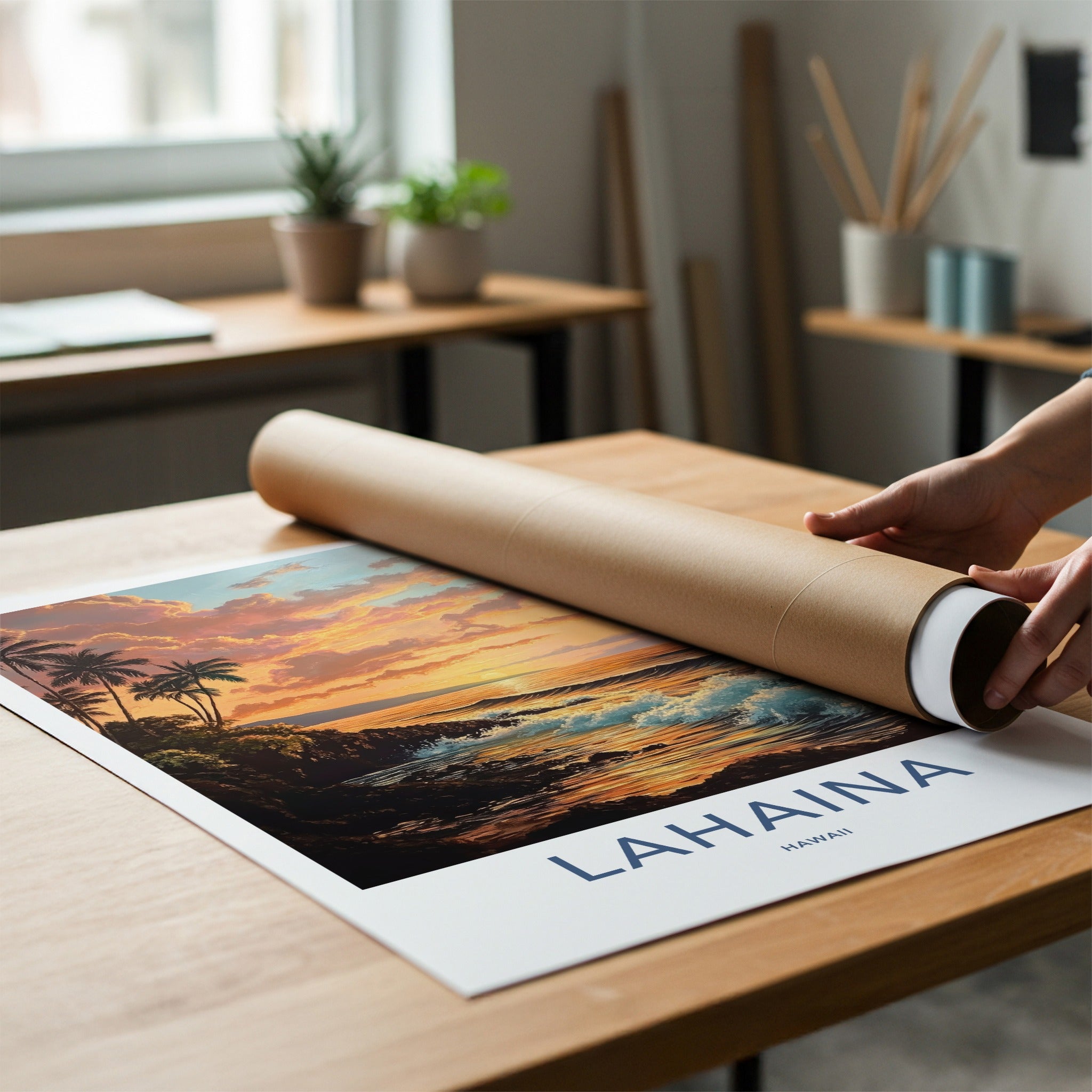 Lahaina Poster - Hawaii Travel Art - Tropical Sunset View Home Decor
