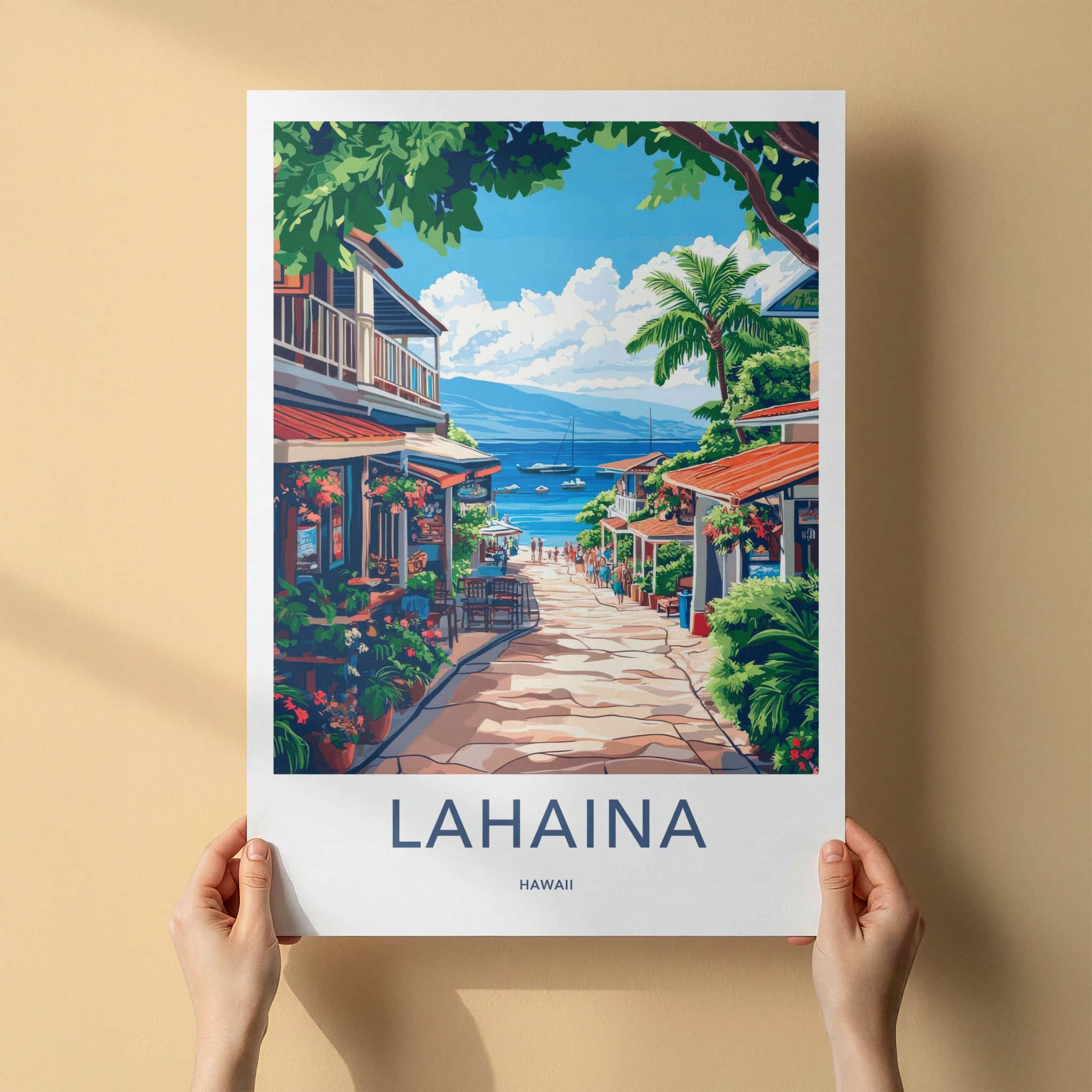 Lahaina Poster - Hawaii Travel Art - Vibrant Ocean Pathway Home Decor