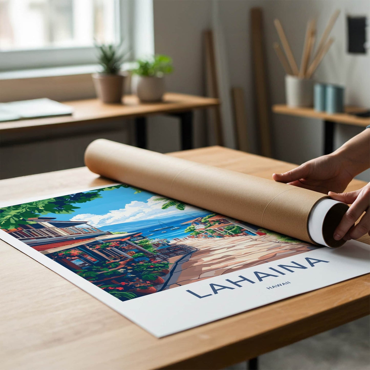 Lahaina Poster - Hawaii Travel Art - Vibrant Ocean Pathway Home Decor