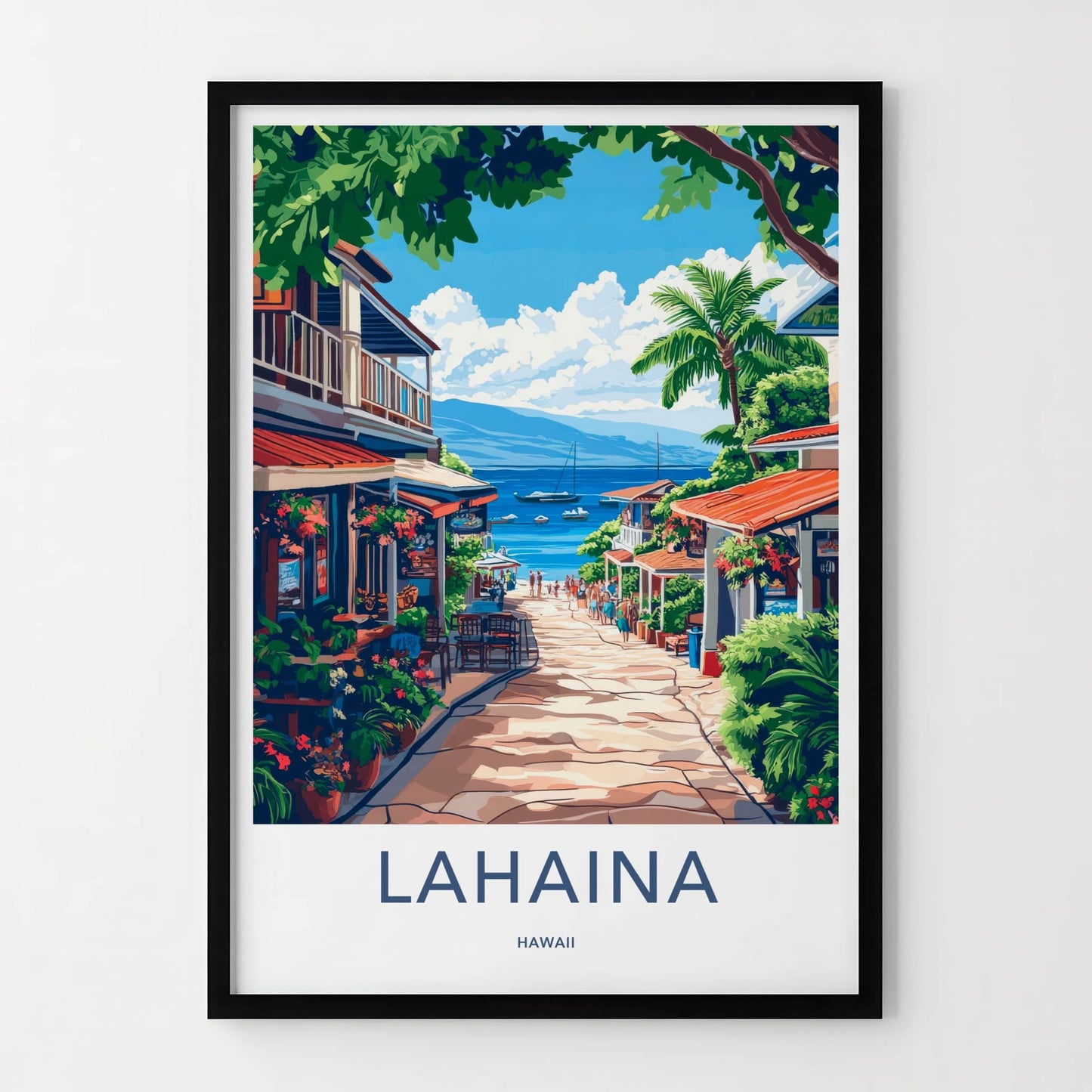 Lahaina Poster - Hawaii Travel Art - Vibrant Ocean Pathway Home Decor
