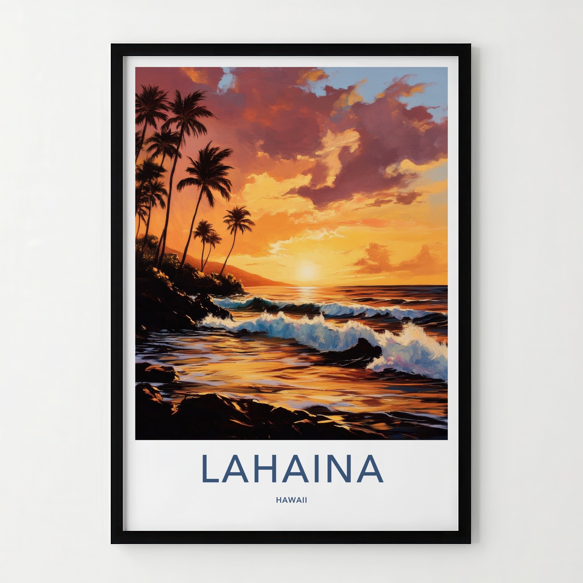 LAHAINA Poster - Hawaii Travel Print - Lahaina Beach Sunset Lounge Decor
