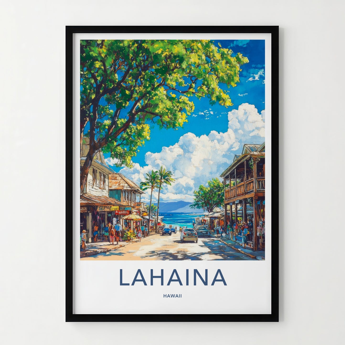 Lahaina Poster - Hawaii Wall Art - Vibrant Street Scene Home Decor
