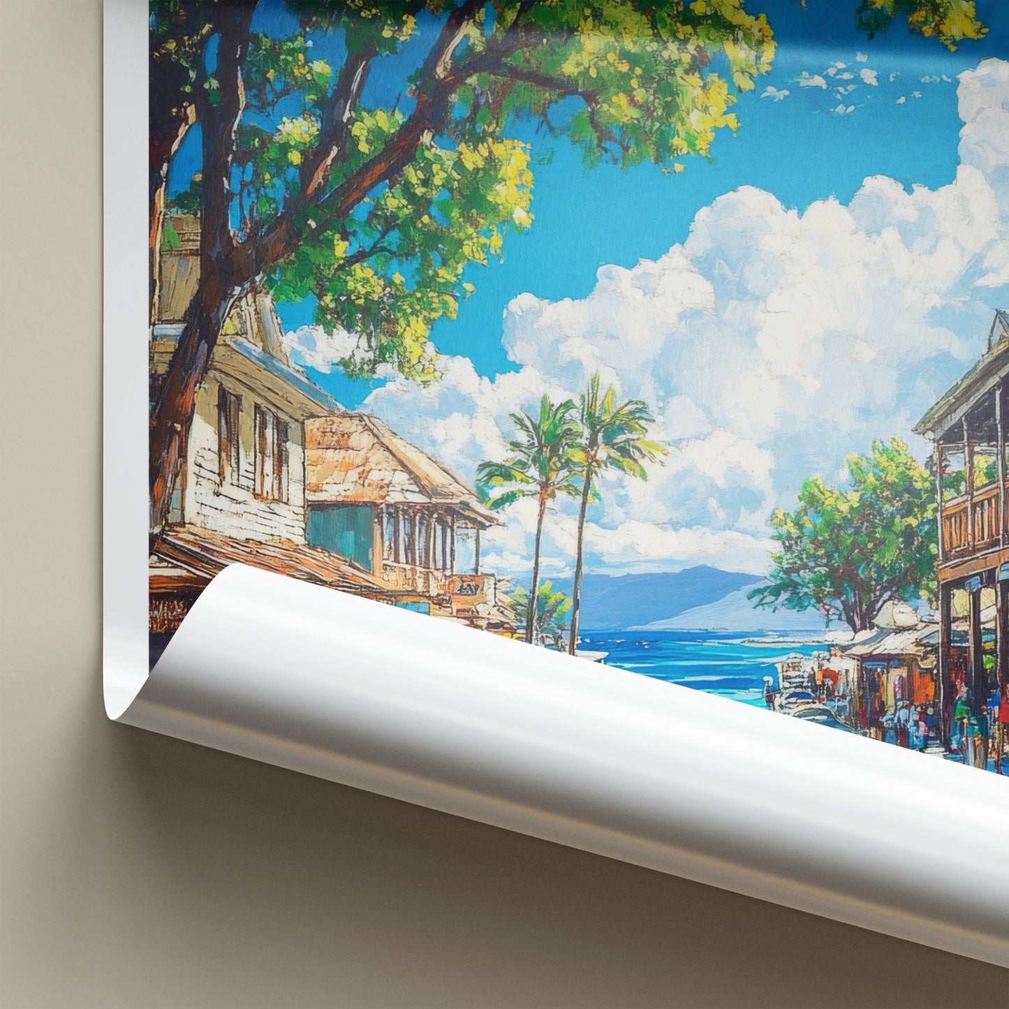 Lahaina Poster - Hawaii Wall Art - Vibrant Street Scene Home Decor