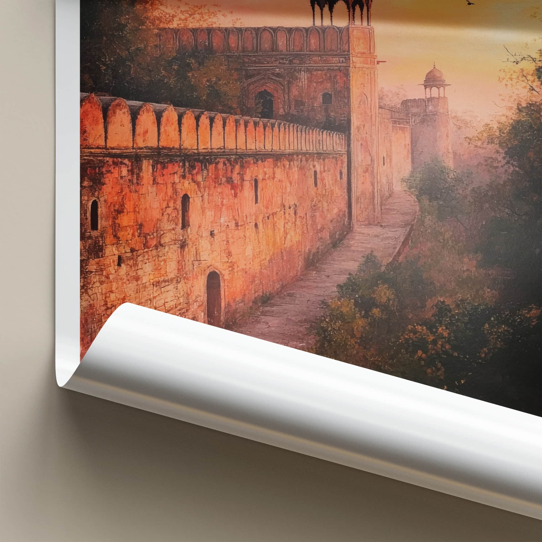 Lahore Poster - Pakistan Travel Art - Ancient Fort Sunset Home Decor
