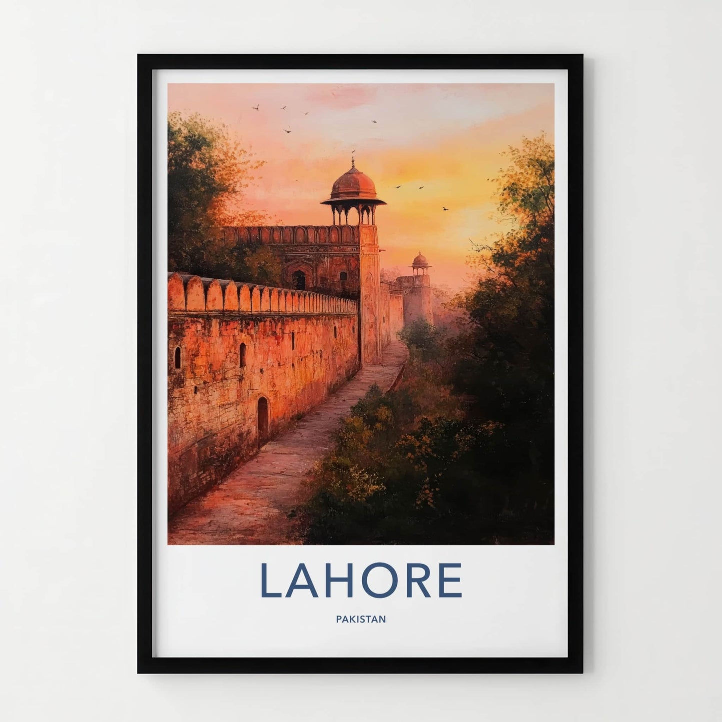 Lahore Poster - Pakistan Travel Art - Ancient Fort Sunset Home Decor