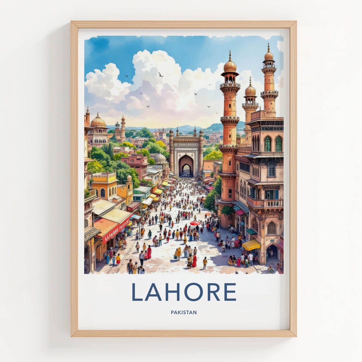 Lahore Poster - Pakistan Travel Art - Bustling Street Scene Home Decor